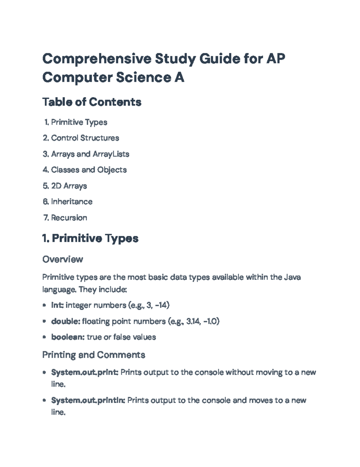 AP Computer Science A Comprehensive Study Guide for Core Concepts ...
