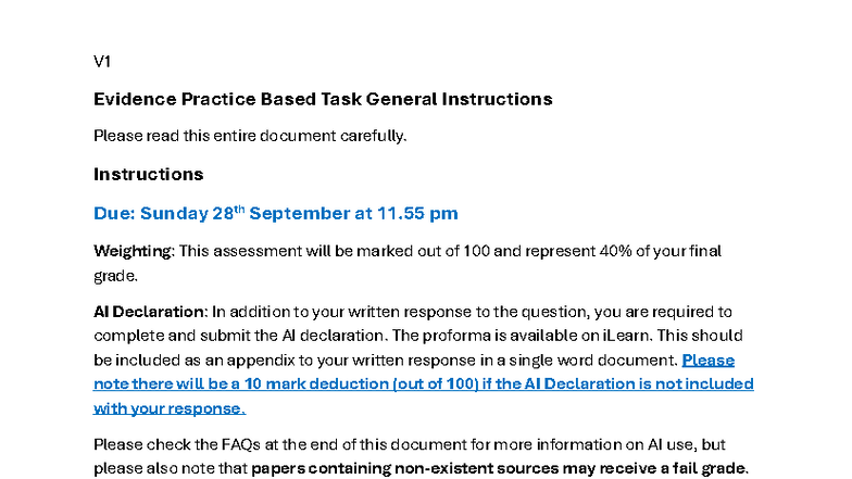Evidence Practice Based Task Instructions (V1) - Submission Guidelines ...