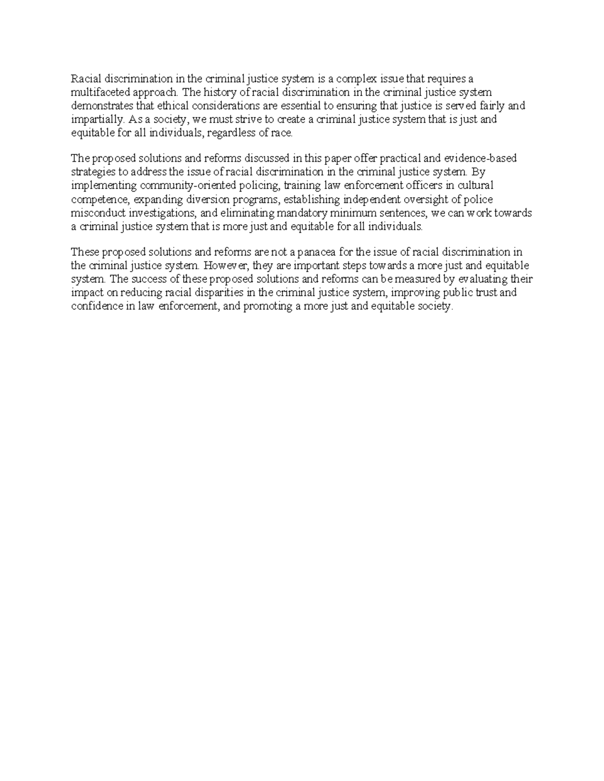 Racial Discrimination in Criminal Justice: Proposed Reforms and ...