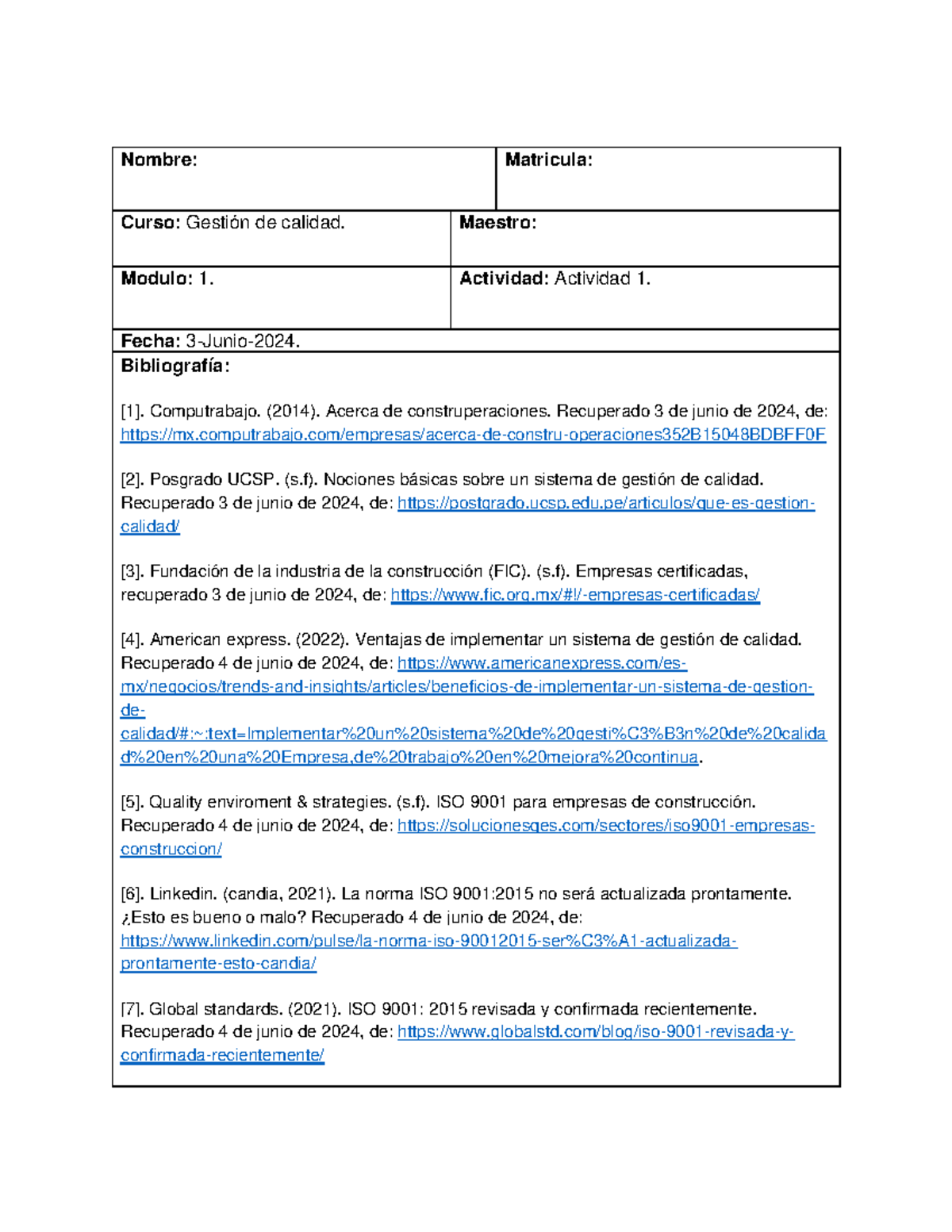 Actividad 1 - Apuntes sobre Gestión de Calidad en ISO 9001 - Studocu
