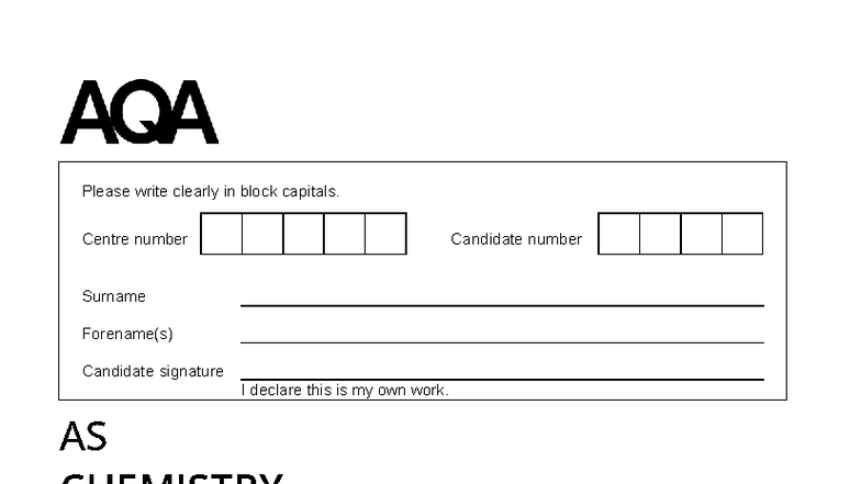 AQA AS Chemistry June 2025 Paper 1 Solutions & Model Answers - Document Preview