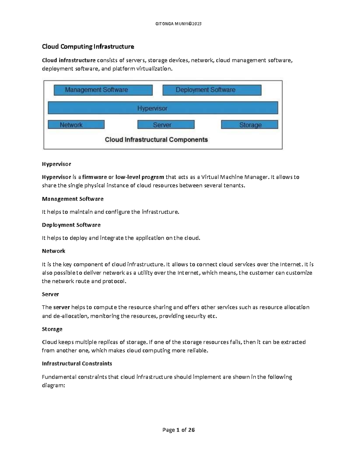 Topic Three Cloud Computing - Cloud Computing Infrastructure Cloud ...