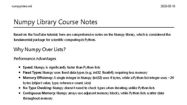 Numpy Library Course Notes (NUMPY101) - Comprehensive Guide - Studocu