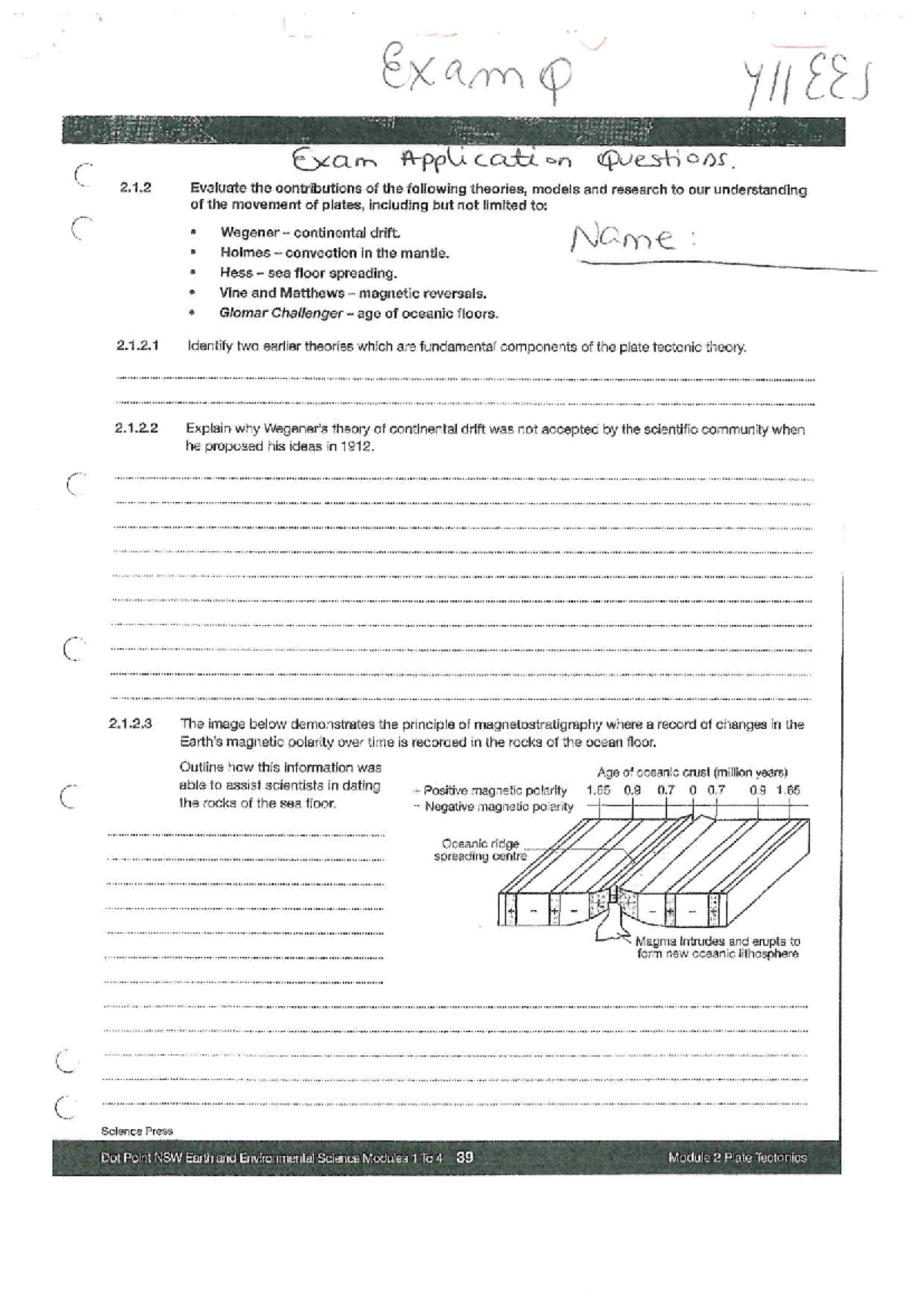 533114 Final Exam 2.1.2 Plate Tectonics Contributions and Concepts ...