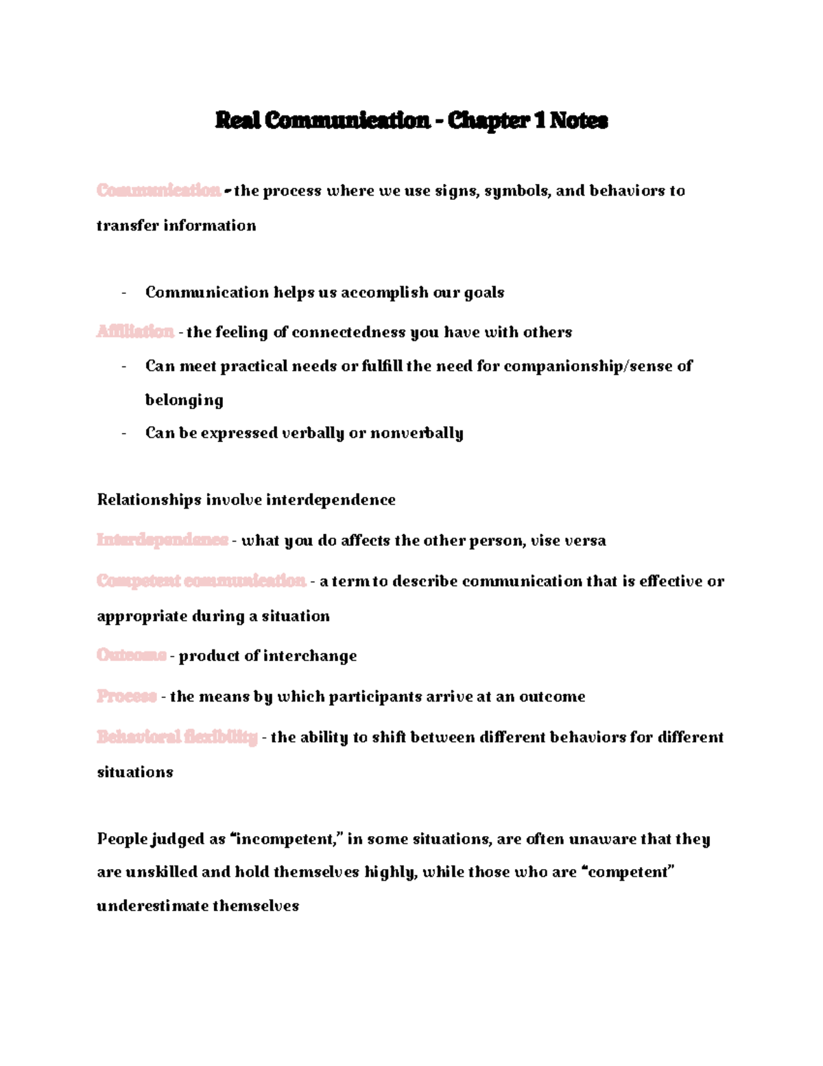 Real Communication - Chapter 1 Summary and Key Concepts - Studocu