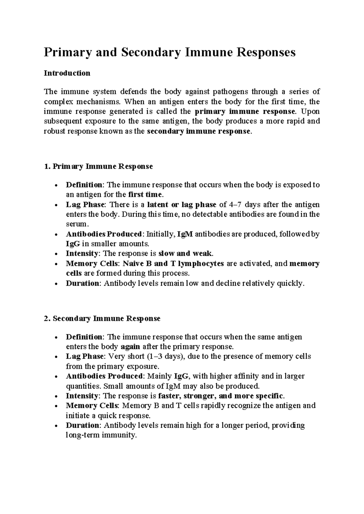 Primary and Secondary Immune Responses: Key Concepts and Differences ...