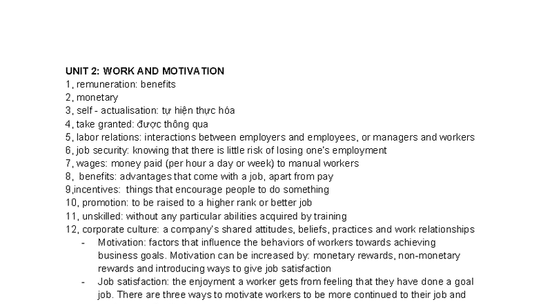 UNIT 2: WORK AND MOTIVATION - Key Concepts and Theories - Studocu