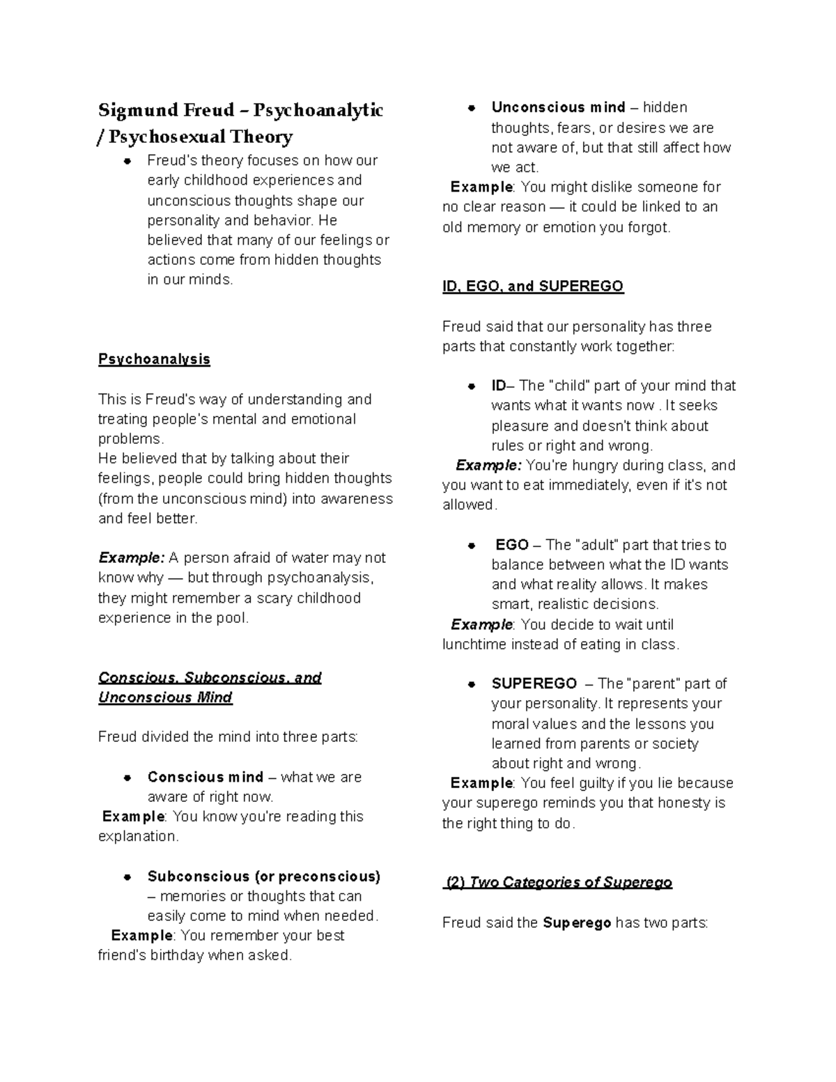 Erikson, Bandura & Freud Theories (Reviewer) - Key Concepts ...