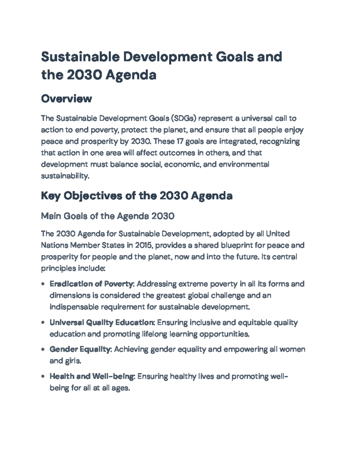 Sustainable Development Goals (SDGs) Overview and Challenges for 2030 ...