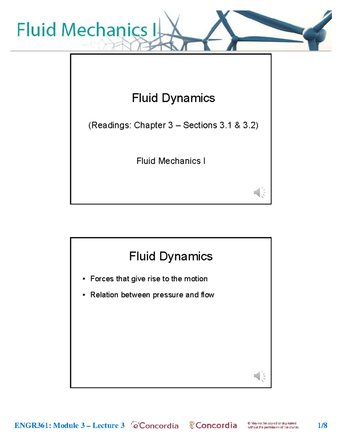 ENGR361: Fluid Dynamics Lecture 3 - Chapter 3 Readings and Key Concepts ...