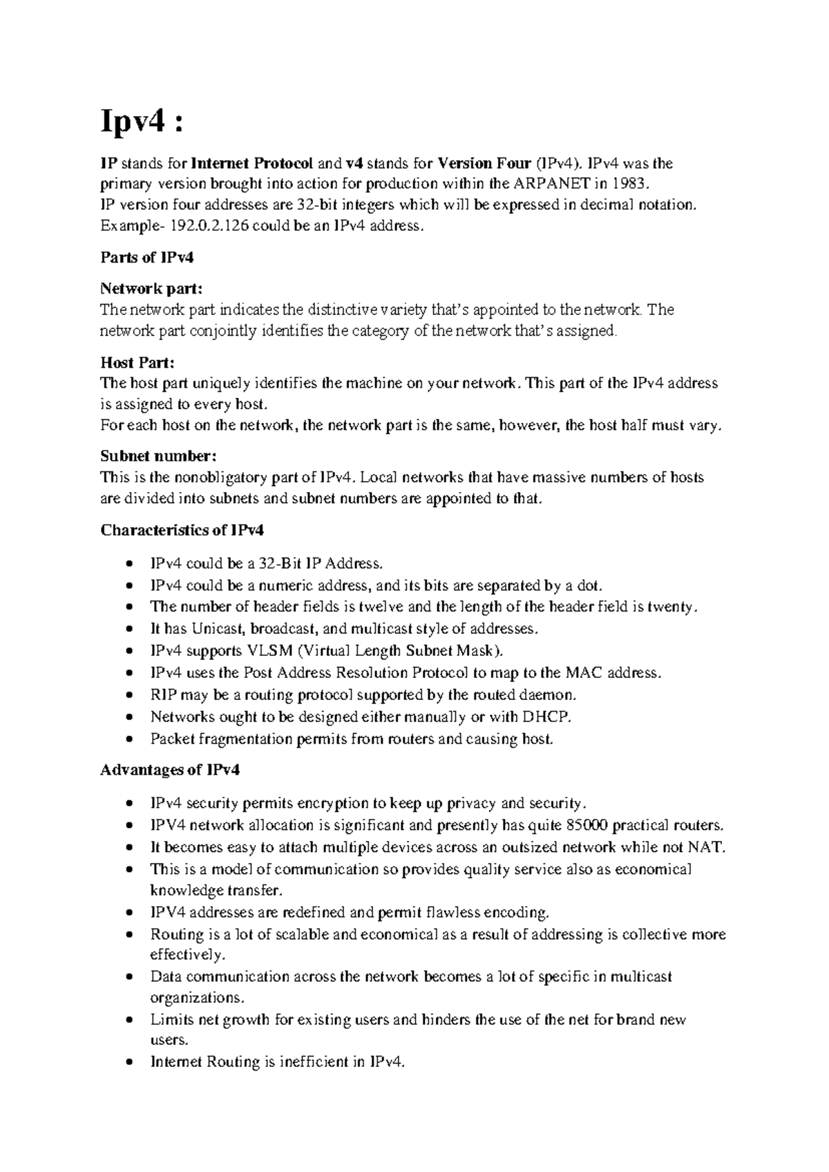 Ipv4 - (Internet Protocol version 4) - Ipv4 : IP stands for Internet ...