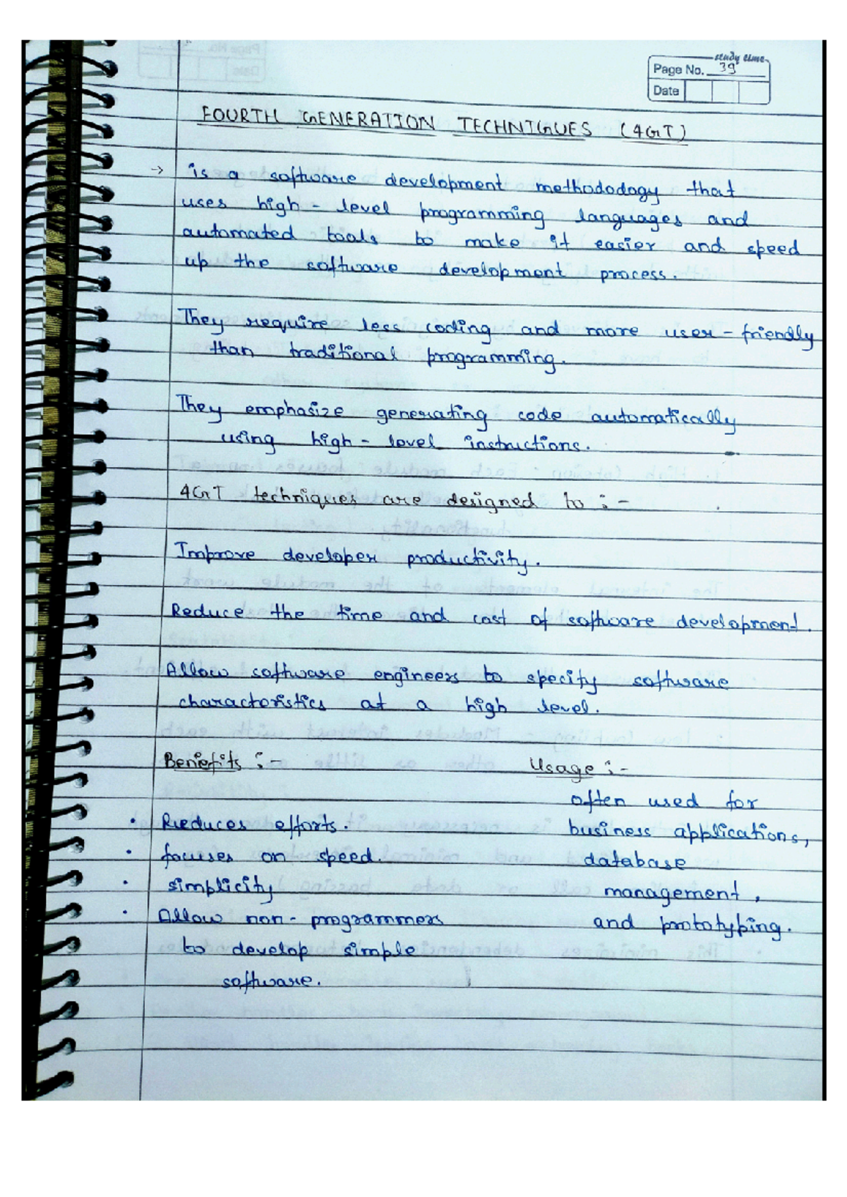 Software Engineering (Unit 3 – Final Part) - study time Page No. 39 ...