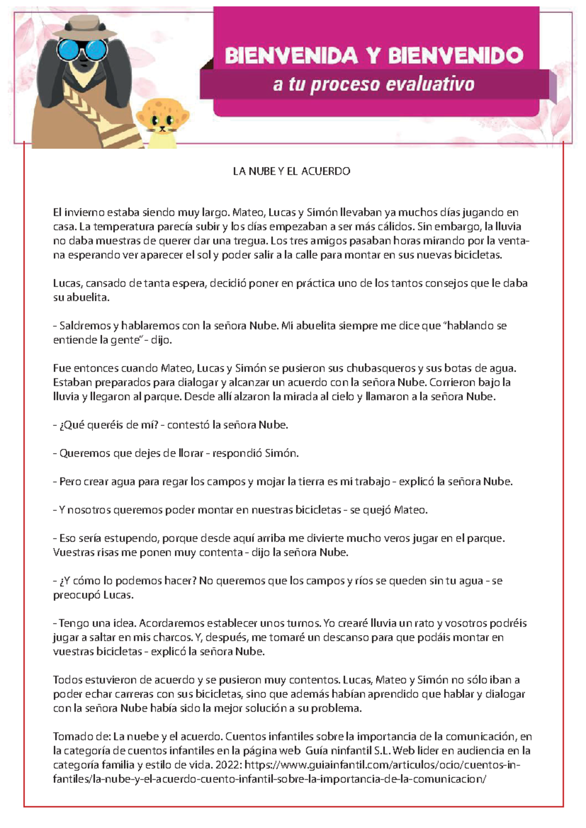 Cuento Infantil: La Nube y el Acuerdo sobre la Comunicación - Studocu