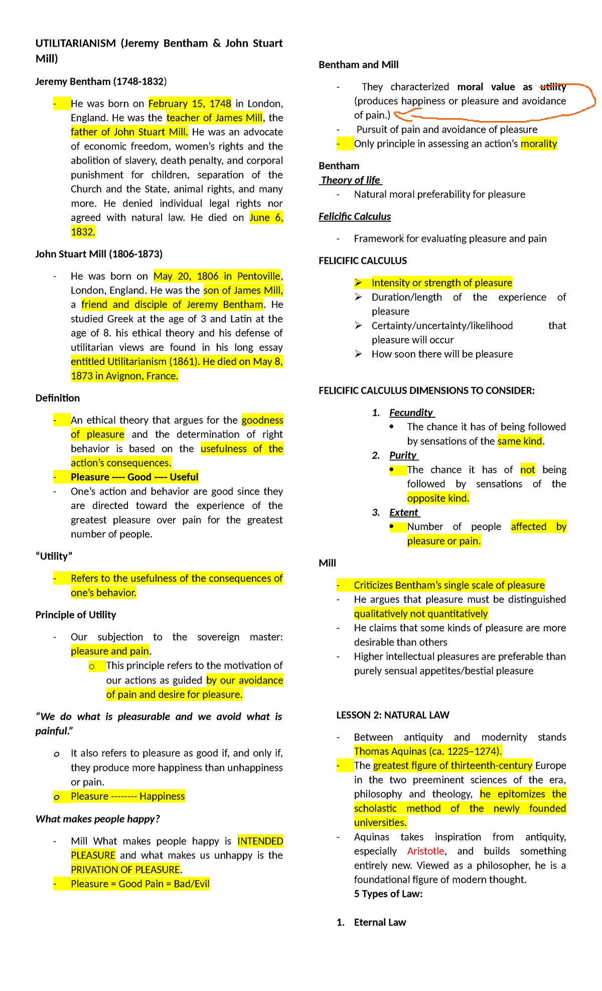 Ethics Midterms - NJFGCM - UTILITARIANISM (Jeremy Bentham & John Stuart ...