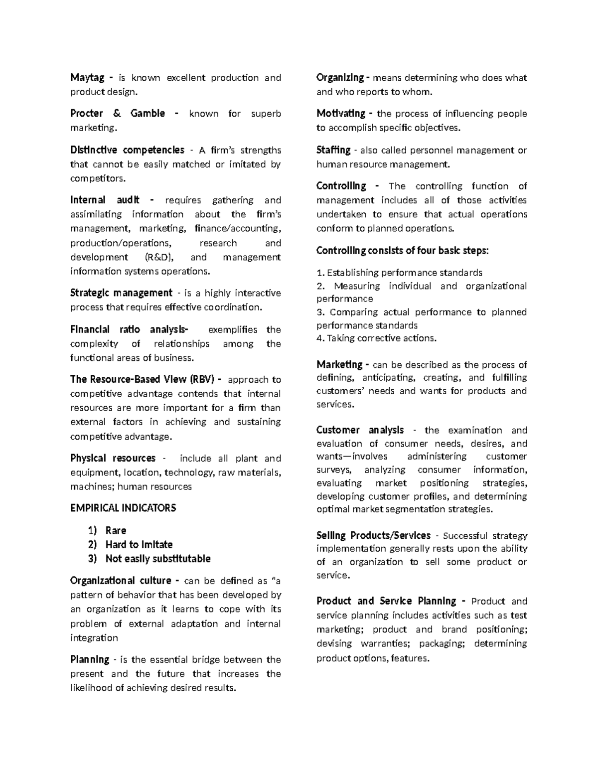 CBME Midterm Reviewer: Key Concepts in Management and Marketing - Studocu