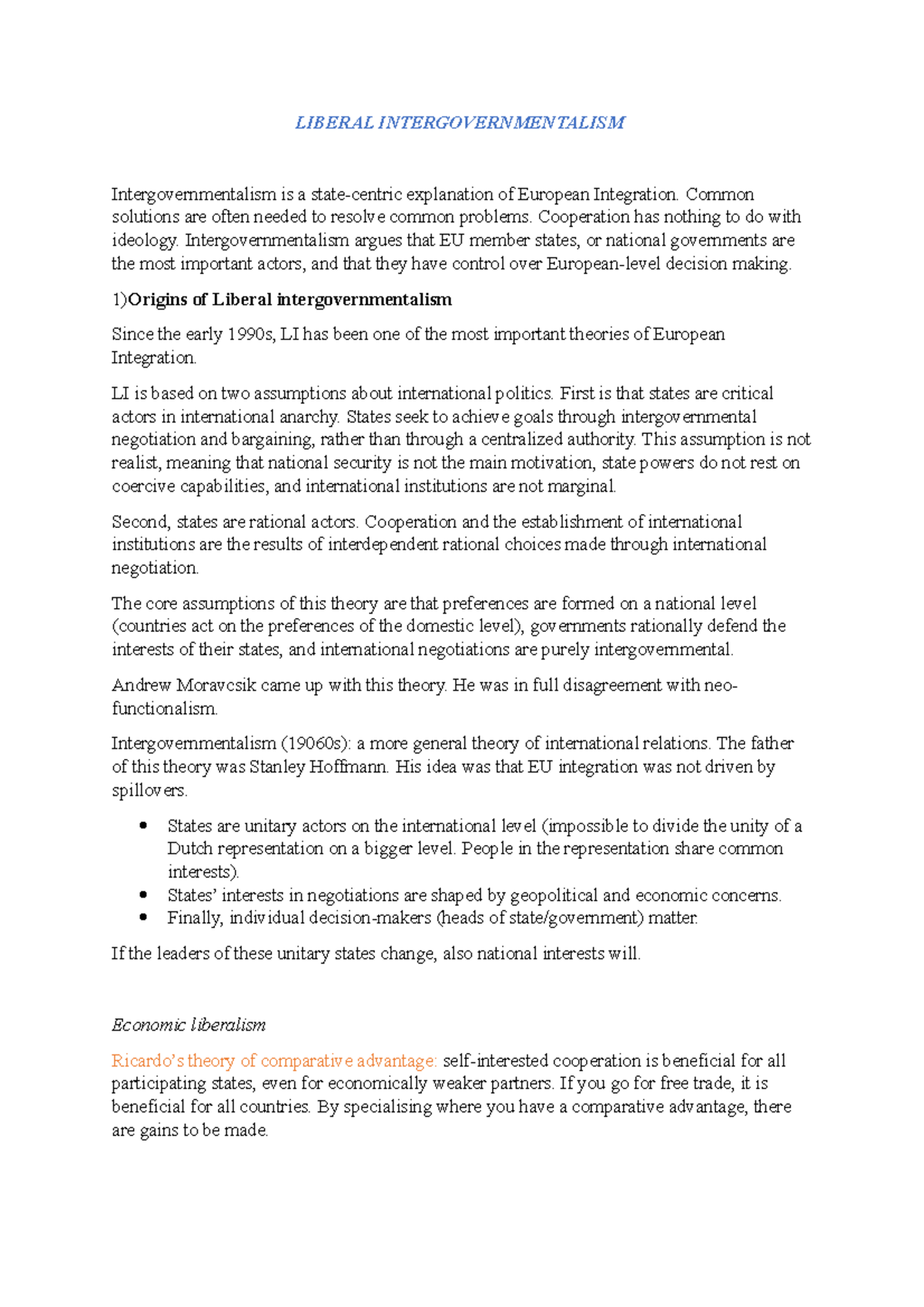 Liberal Intergovernmentalism: Understanding EU Integration Dynamics ...