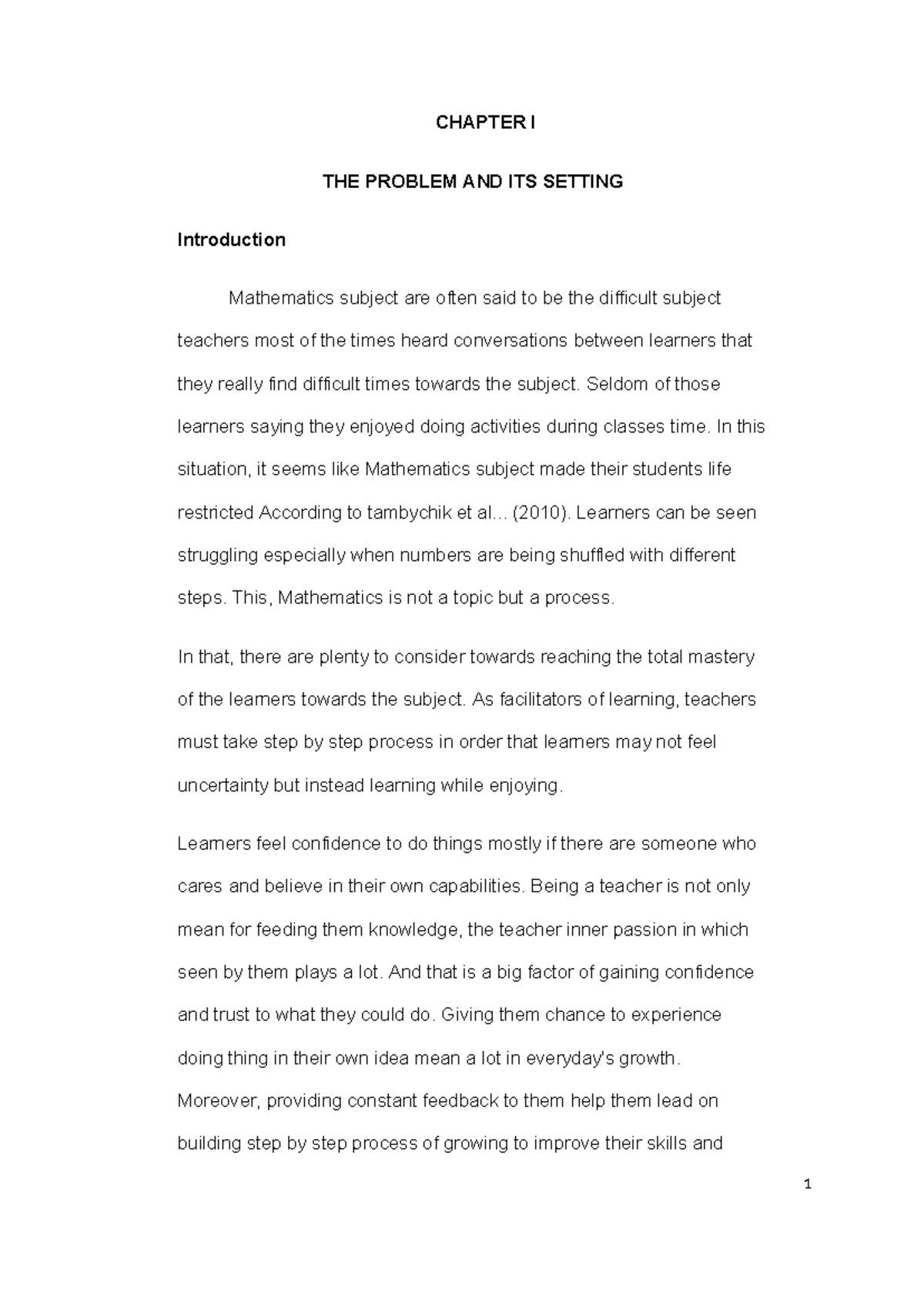 CHAPTER I: Addressing Numeracy Challenges Among Grade 11 AS Students ...