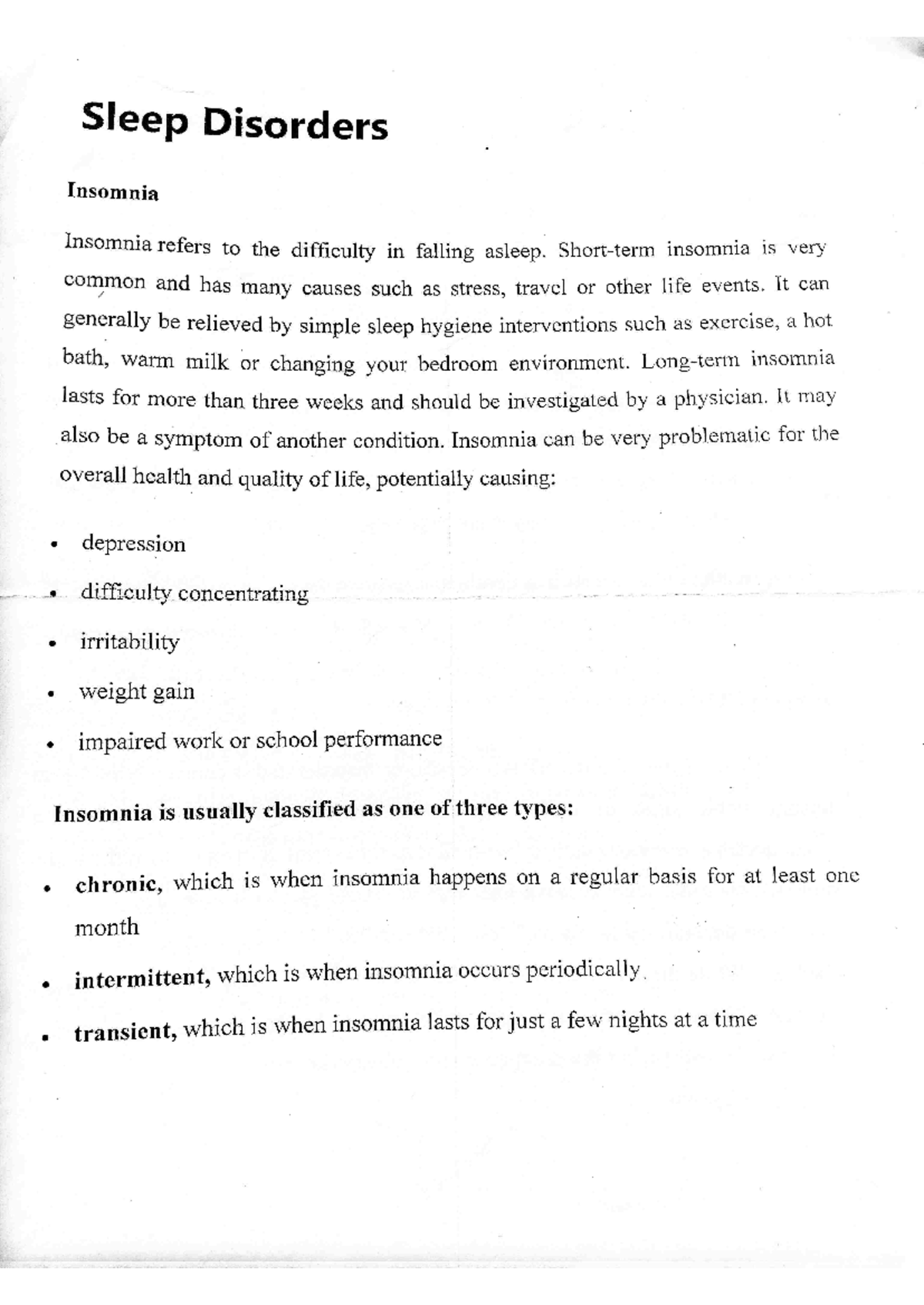 Lecture Notes on Sleep Disorders - Understanding Causes and Treatments ...