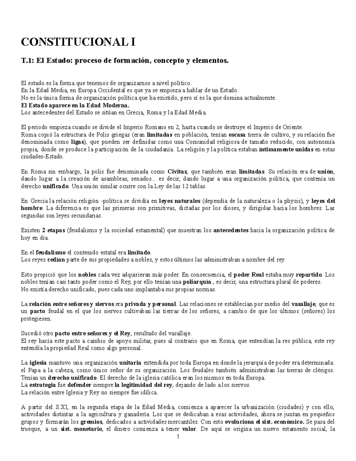 CONSTITUCIONAL I T.1: Formación y Conceptos del Estado en la Historia ...