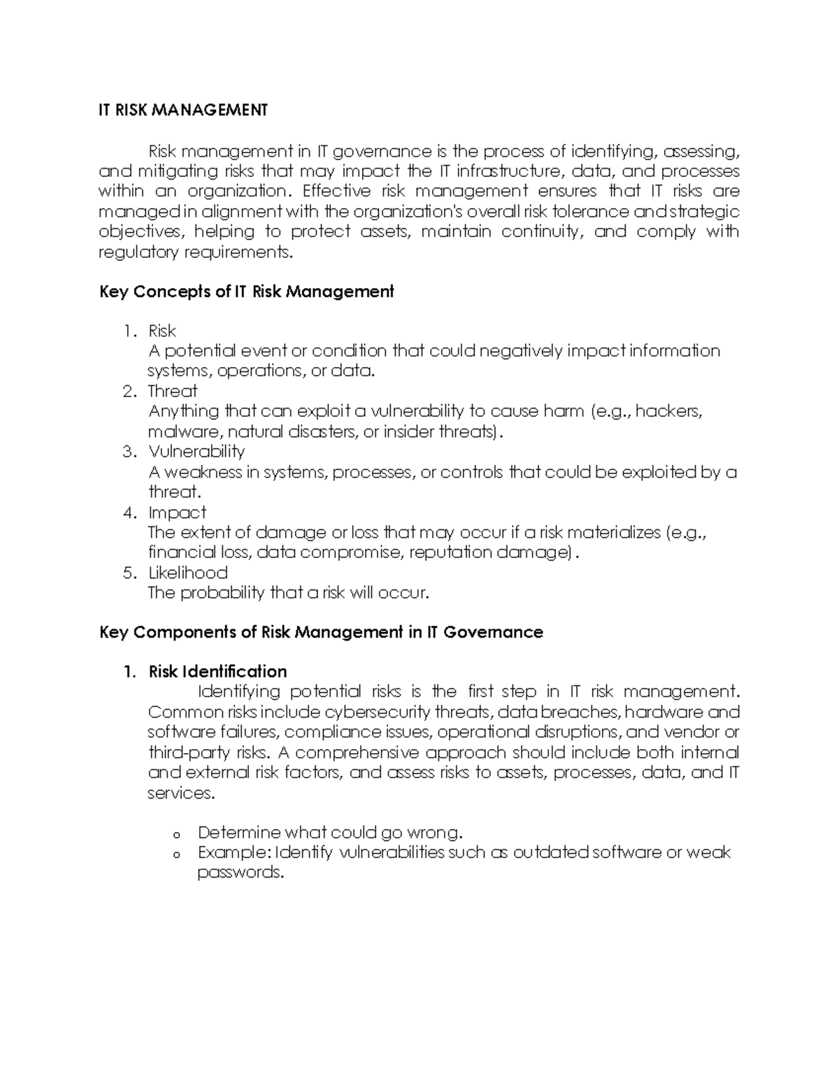 IT Risk Management: Key Concepts and Best Practices (ITRM 101) - Studocu