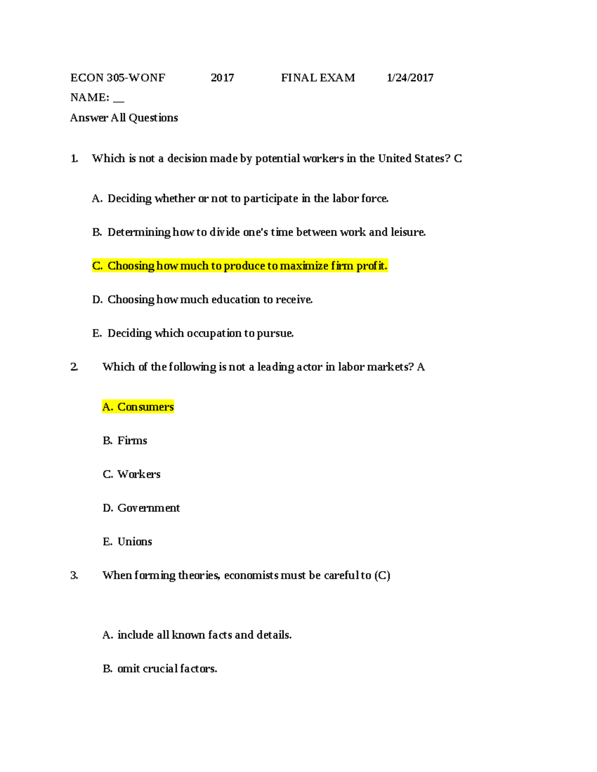 ECON 2017 Final Exam Practice Questions and Answers - Studocu
