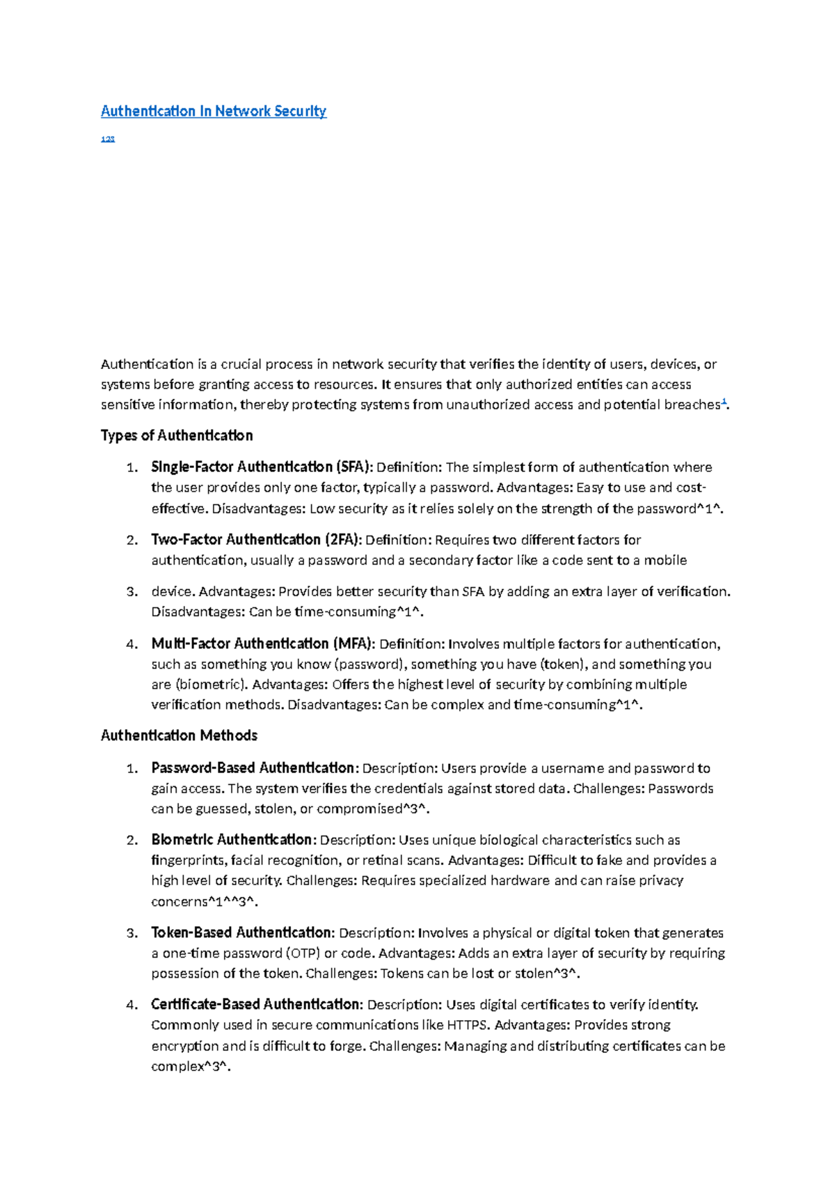 Network Security: Authentication Methods and Types Explained - Studocu
