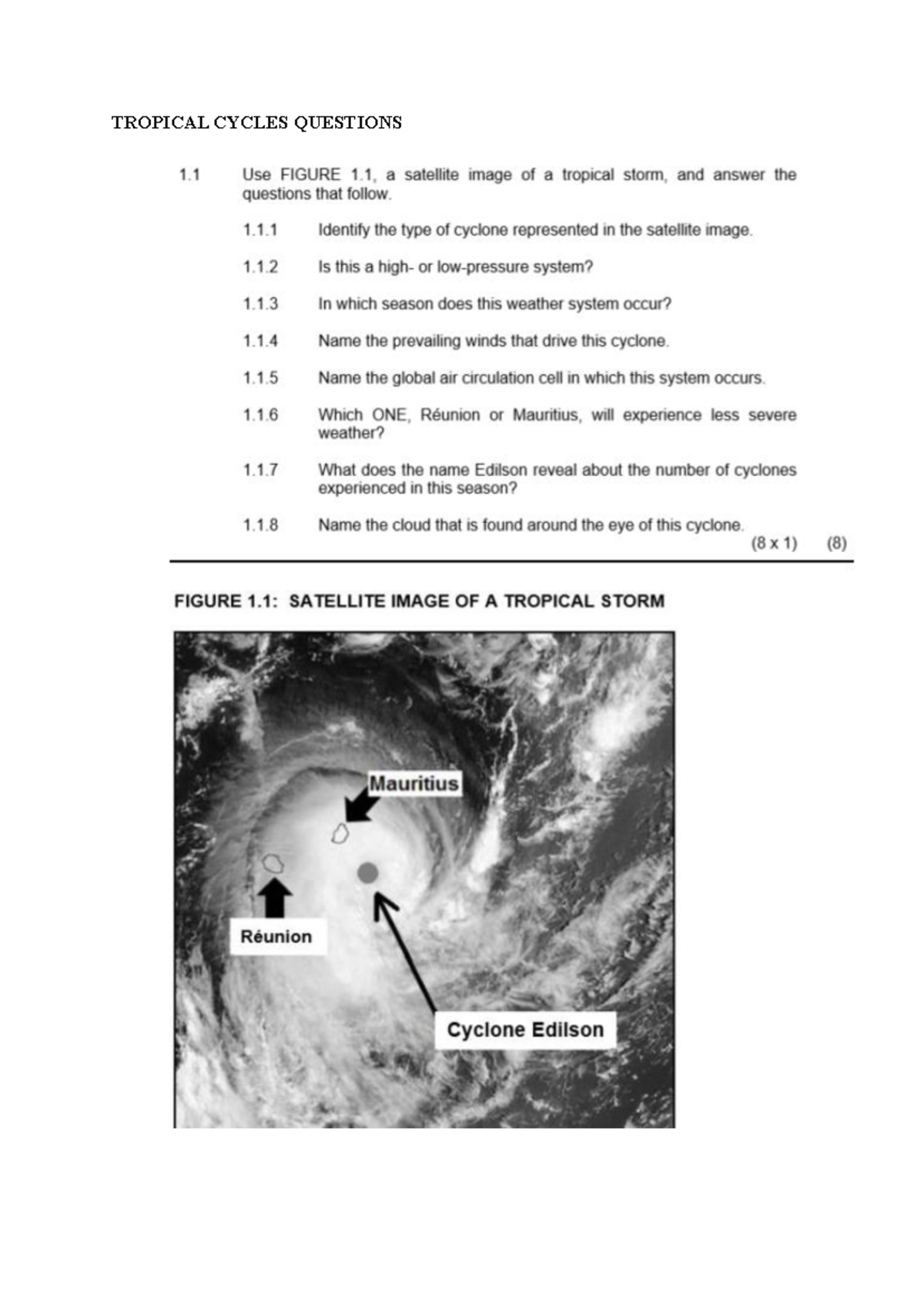 Tropical Cyclones Worksheet 1 (Tropical Cyclone Haruna) - Studocu