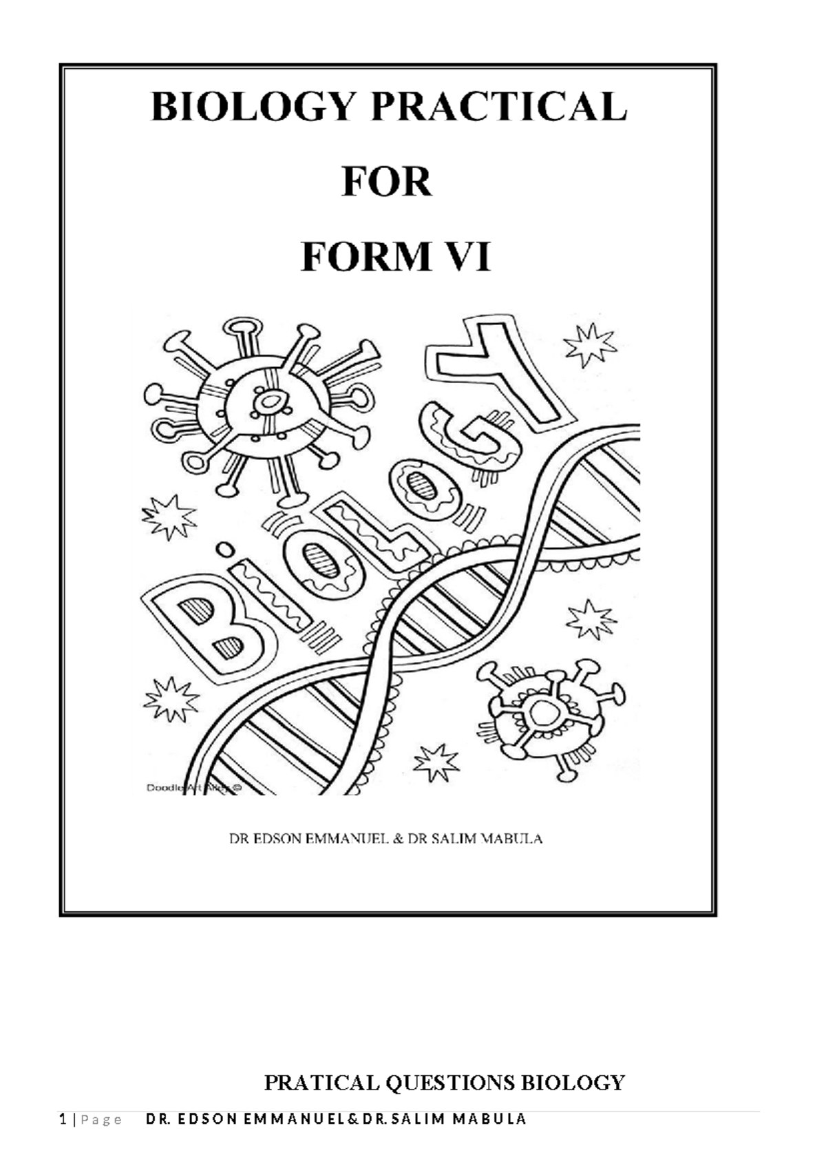 Mabula BIO 101 - Practical Dissection Guide for Cockroach and Frog - Document Preview