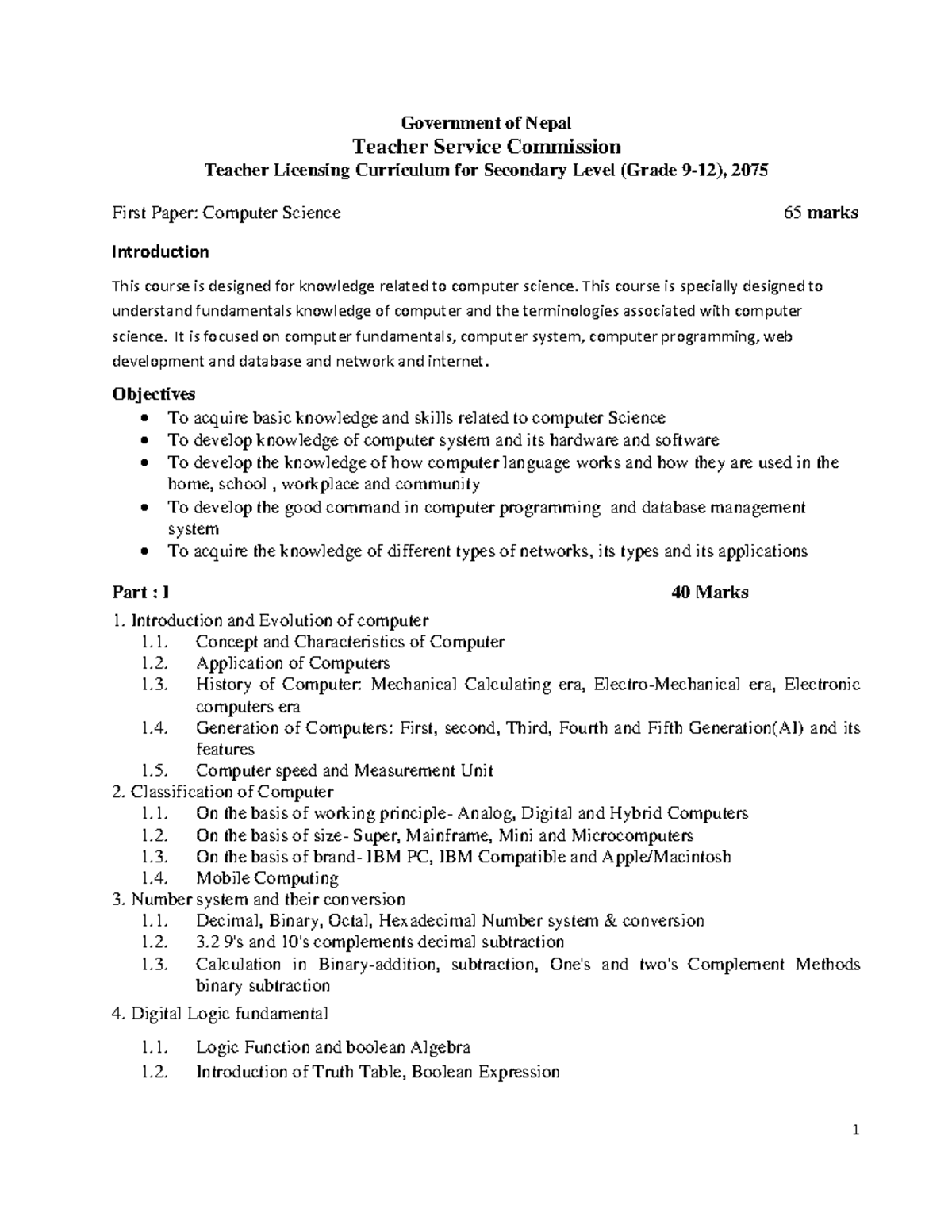 Final Exam Curriculum for Computer Science 9-12 (Grade 2075) - Studocu