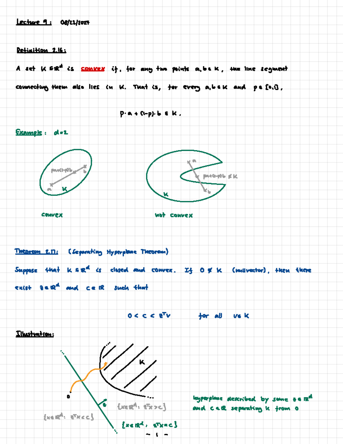 MATH167 Summer 2024 Lecture Notes: Understanding Convex Sets - Studocu