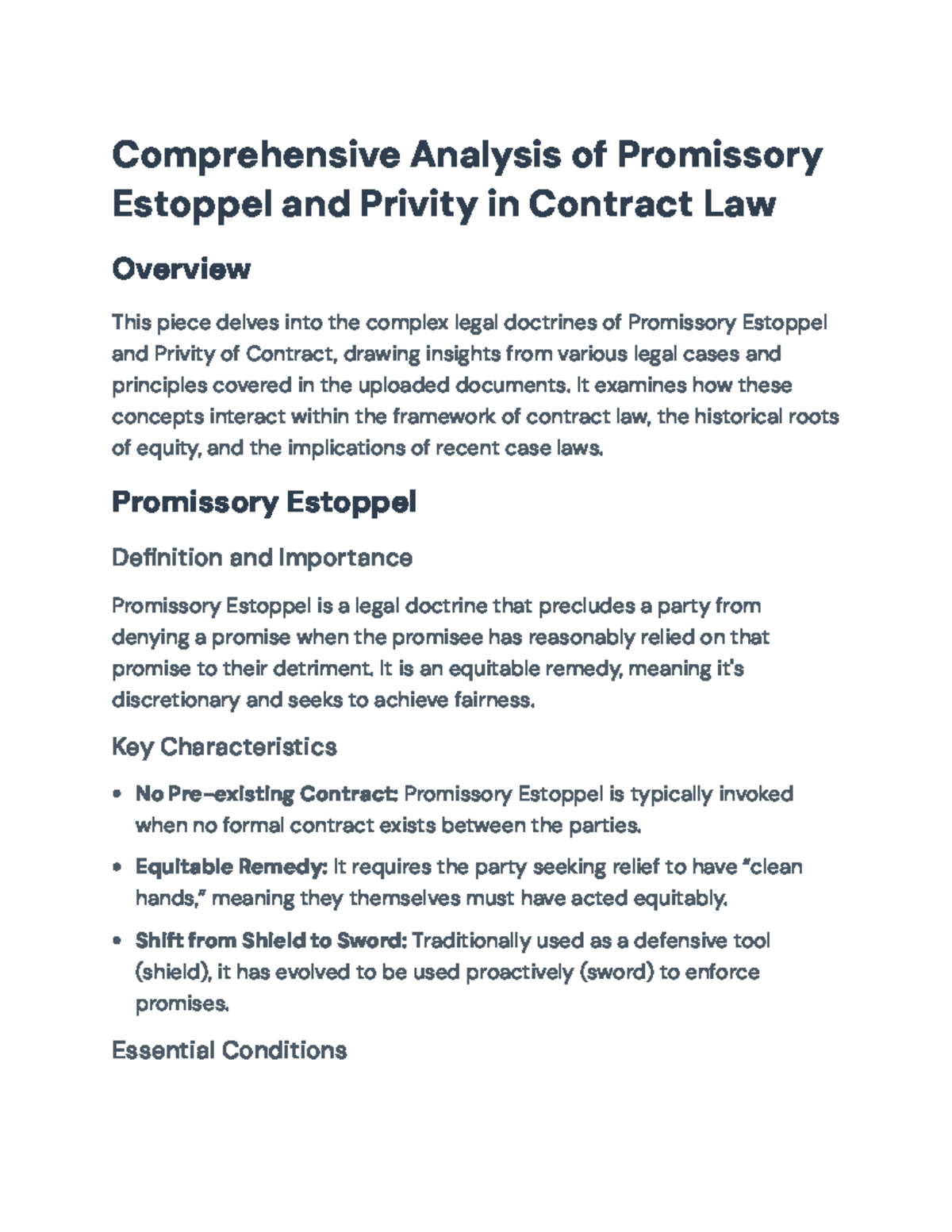 Promissory Estoppel & Privity of Contract Analysis: Key Legal Insights ...