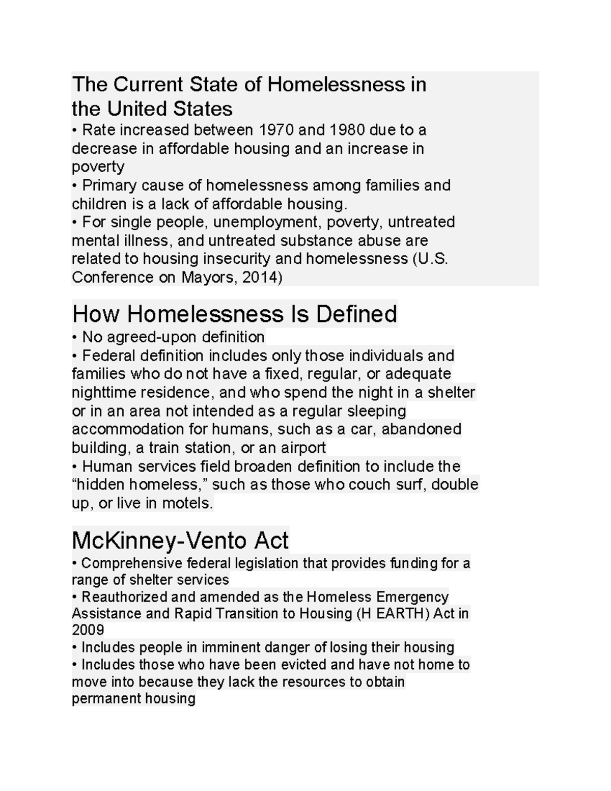 Hus 101 chap 7 - Human services chapter 7 notes - The Current State of ...