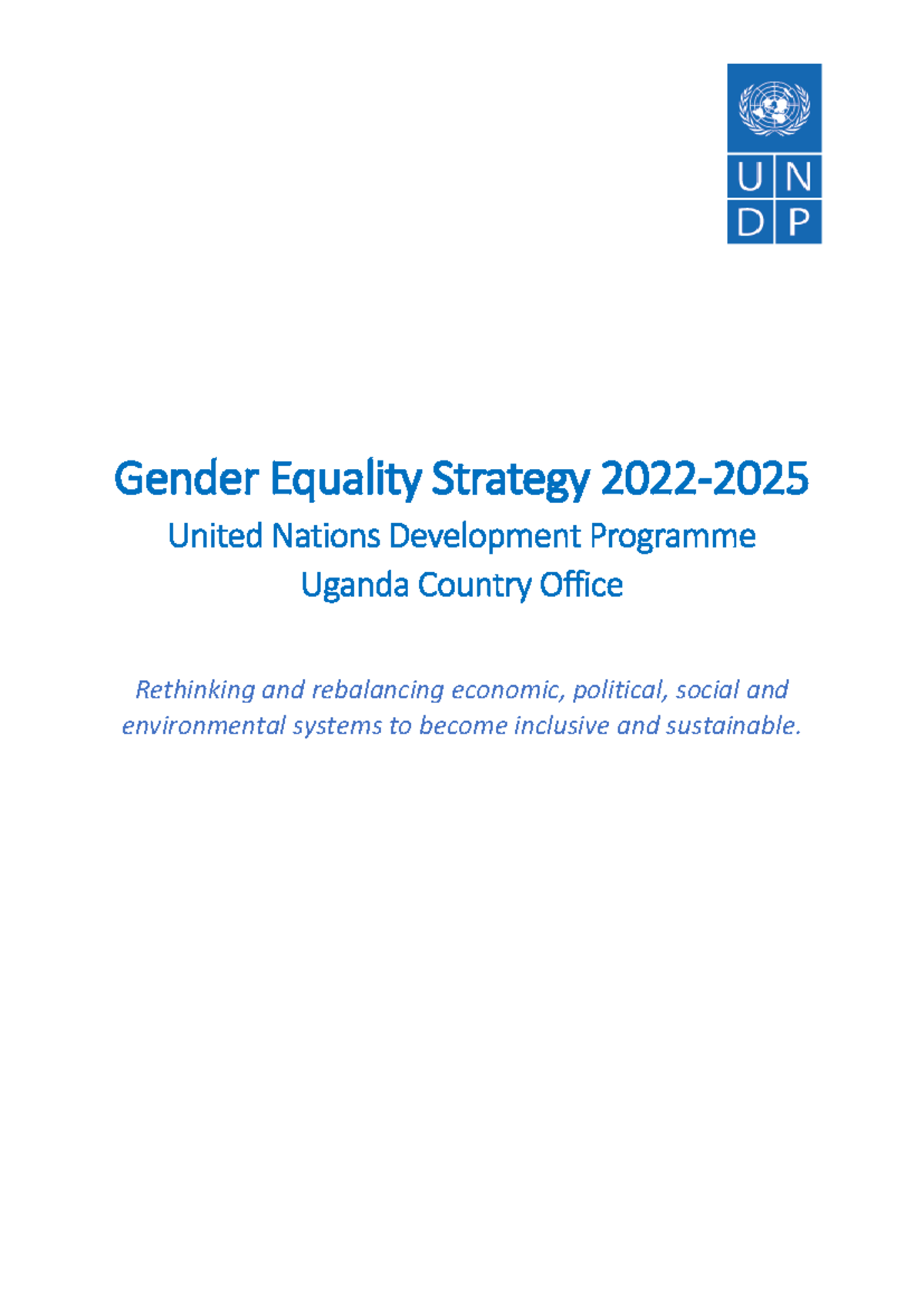 UNDP Uganda Gender Equality Strategy 2022-2025 - Gender Equality ...