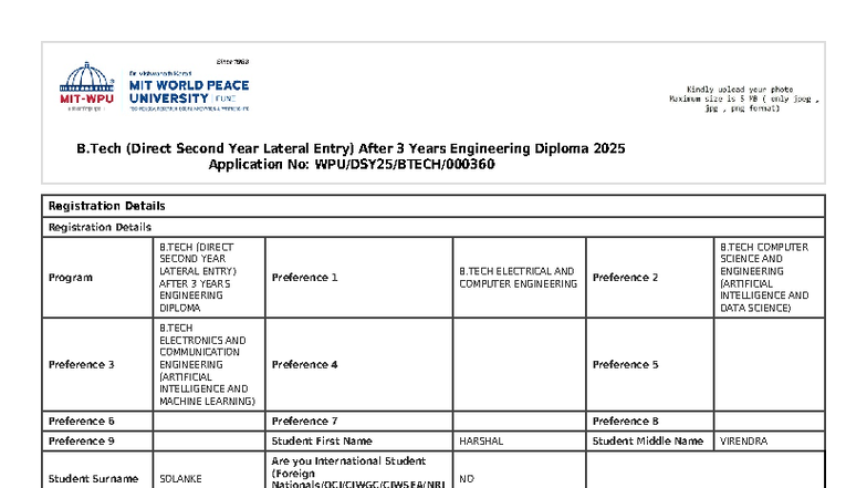 B.Tech (DSY25) Application Form for Lateral Entry 2025 - Studocu