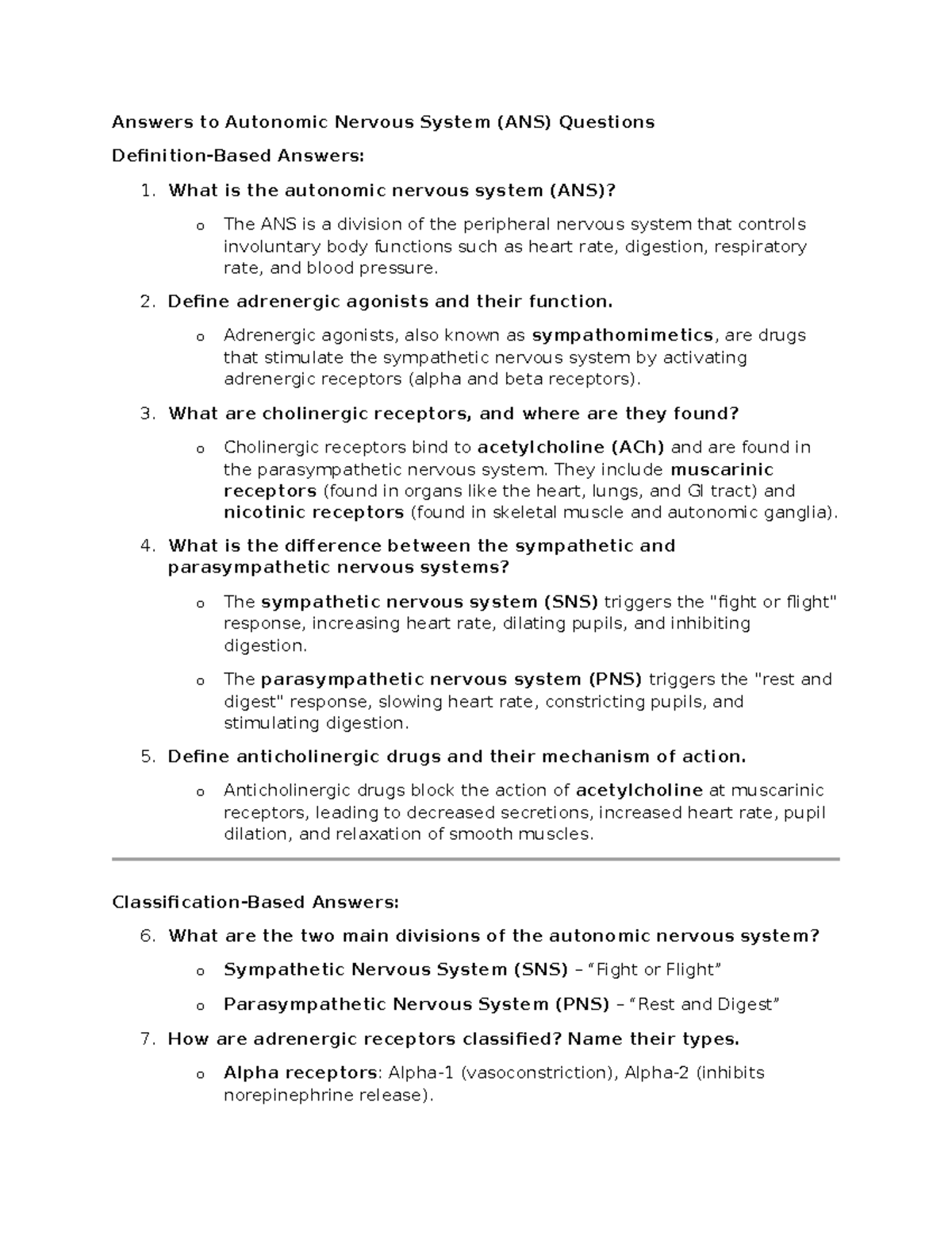 ANS Review: Understanding the Autonomic Nervous System Functions - Studocu