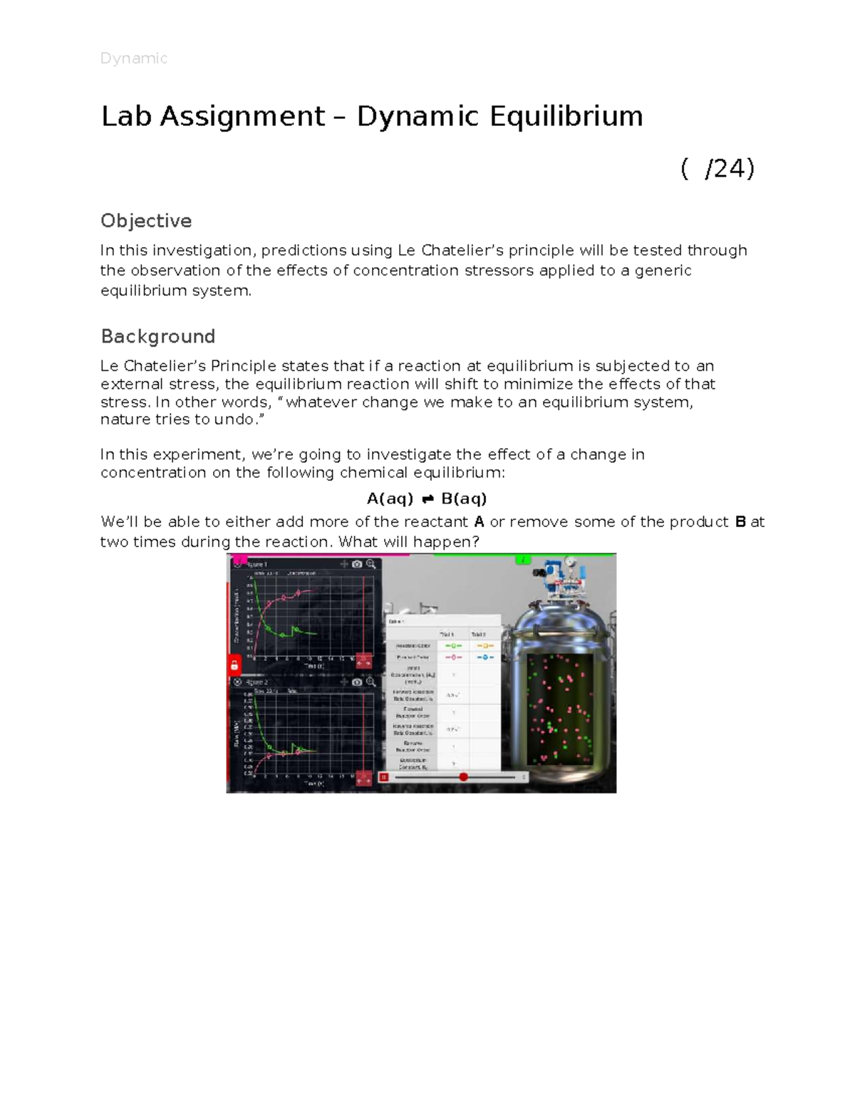 Dynamic Equilibrium Lab Assignment - Unit20220 - Studocu