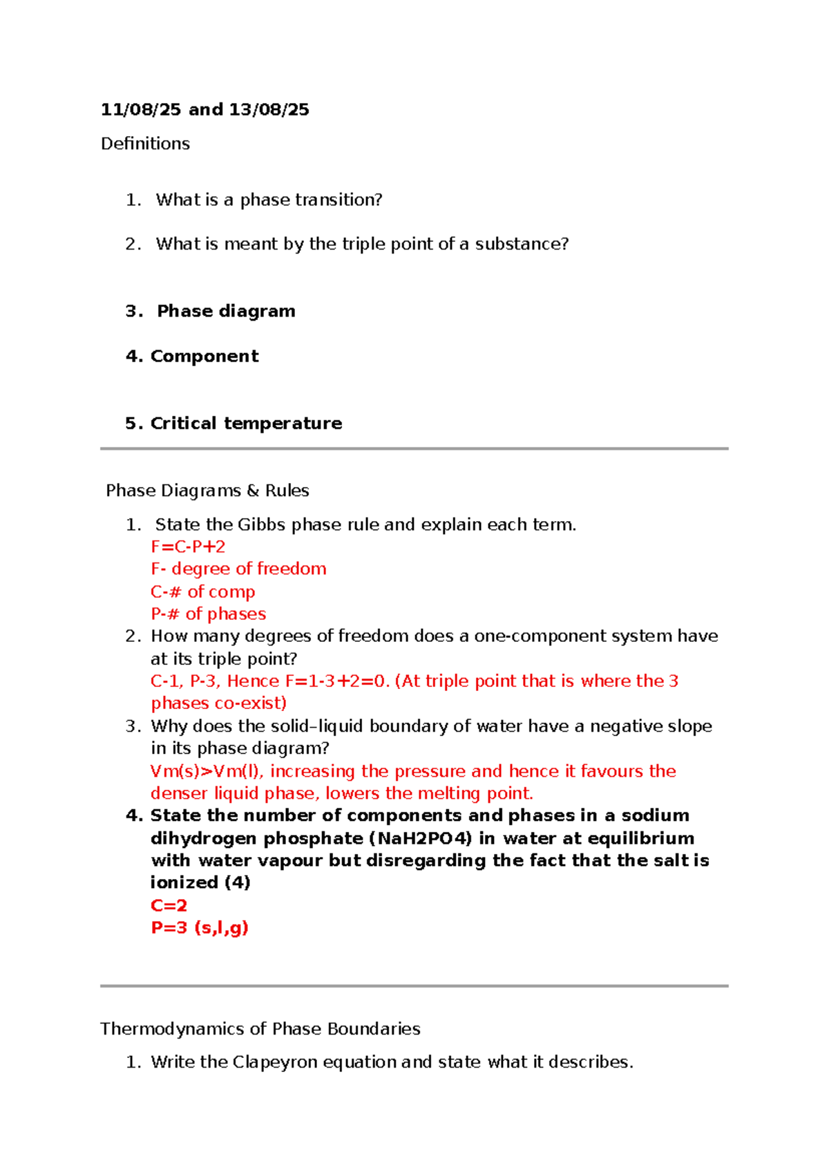 Pract Test Prep: Phase Transitions & Thermodynamics Concepts - Studocu