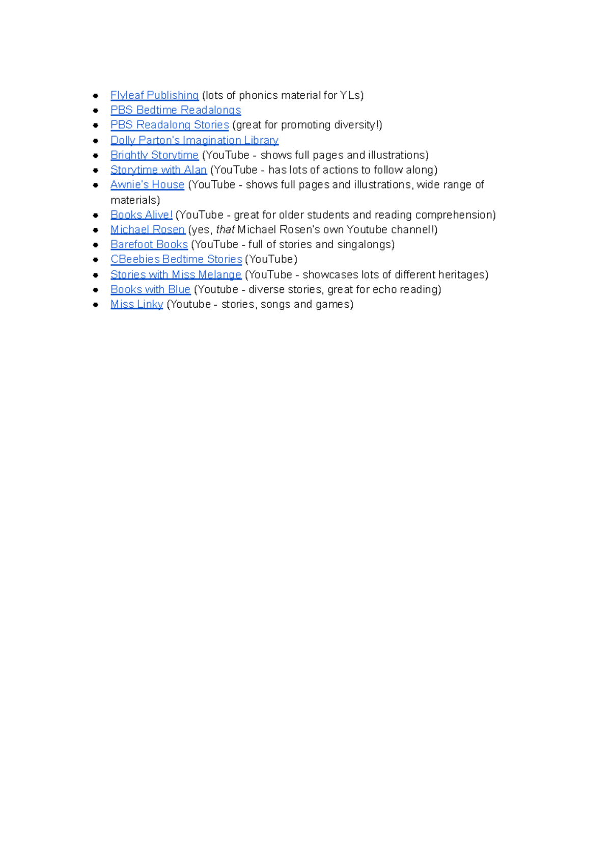 Storybook Resources for Readalongs: Channels and Tools - Studocu