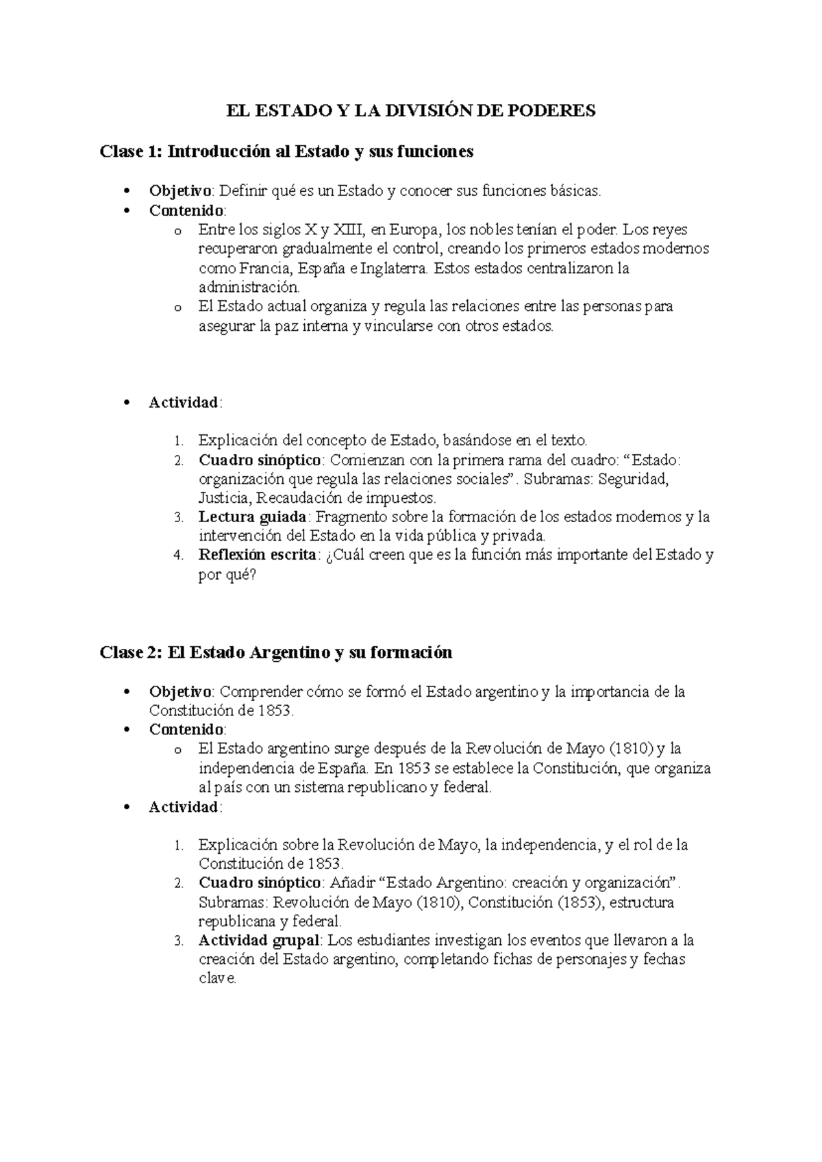 EL ESTADO Y LA DIVISIÓN DE PODERES - Clases y Actividades (CIV 101 ...