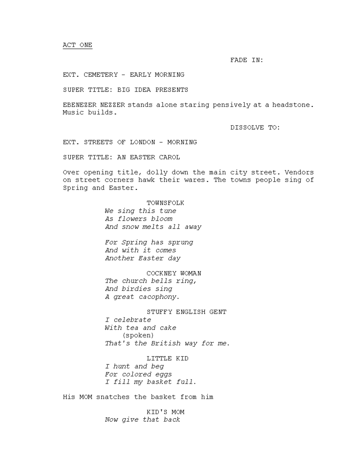 Easter Carol Script: A Hopeful Retelling of Ebenezer Nezzer's Journey ...