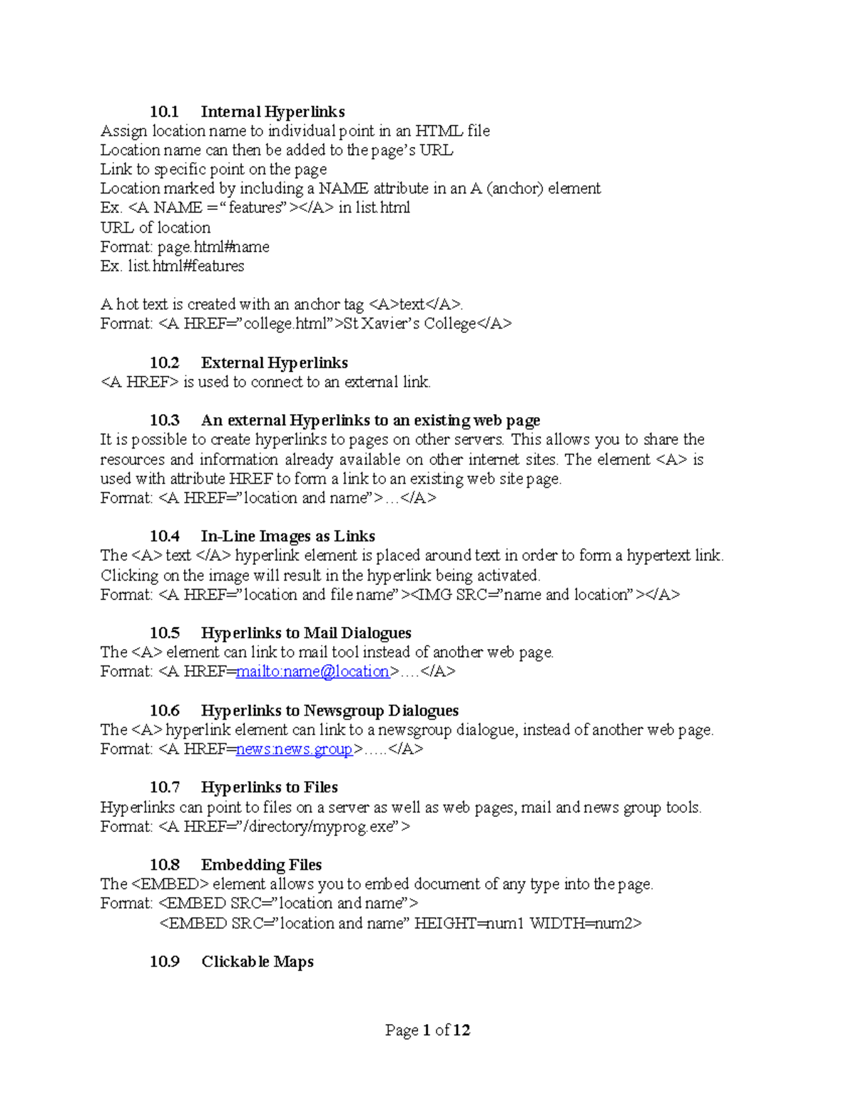 Web Development Notes: HTML Hyperlinks, Forms, Tables & Frames - Studocu