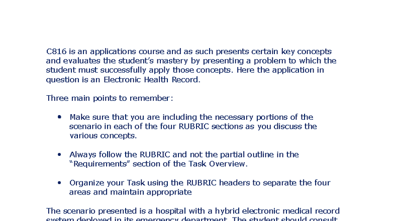 C816 Task #1 Tips: Navigating Hybrid Electronic Health Records - Studocu