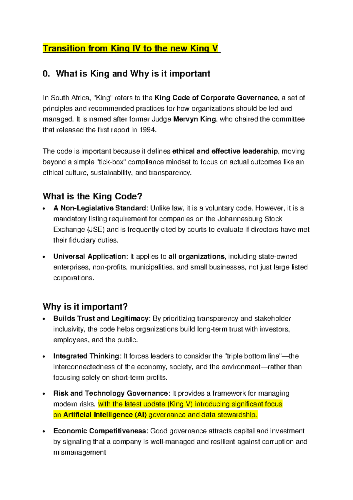 Transitioning from King IV to King V: A Guide to South African ...