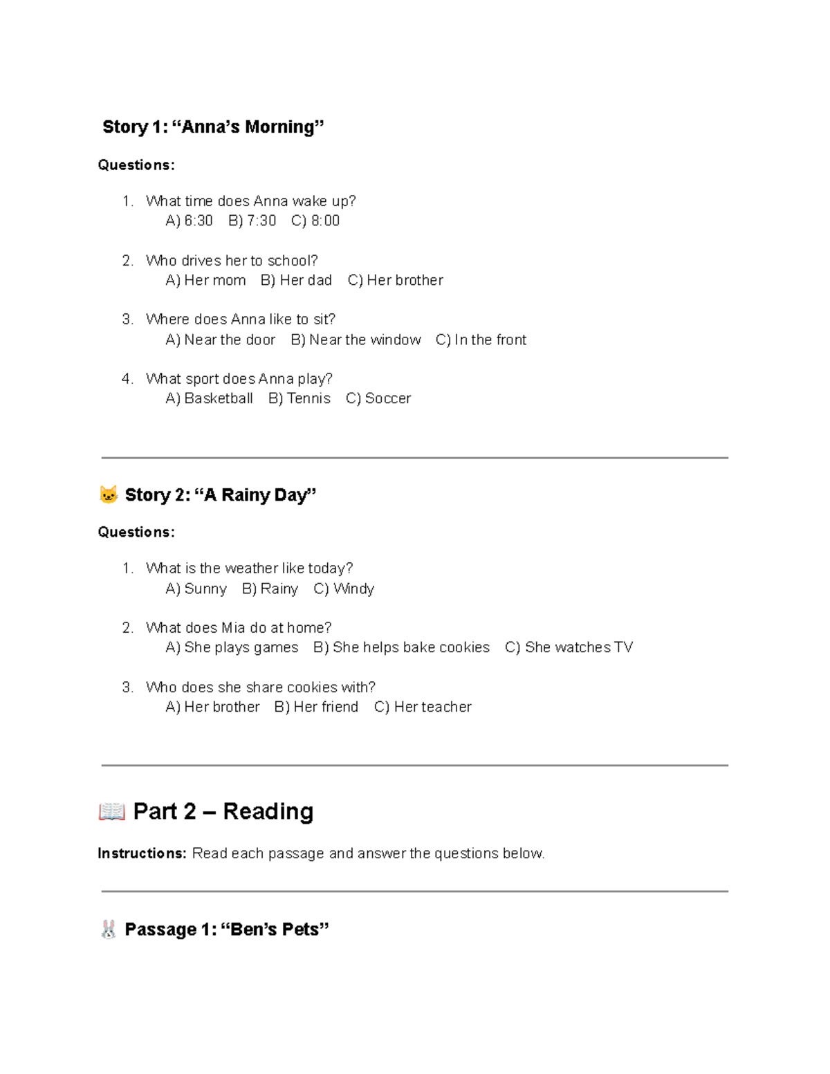 Teofl Practice Materials: Story Comprehension Questions - Studocu