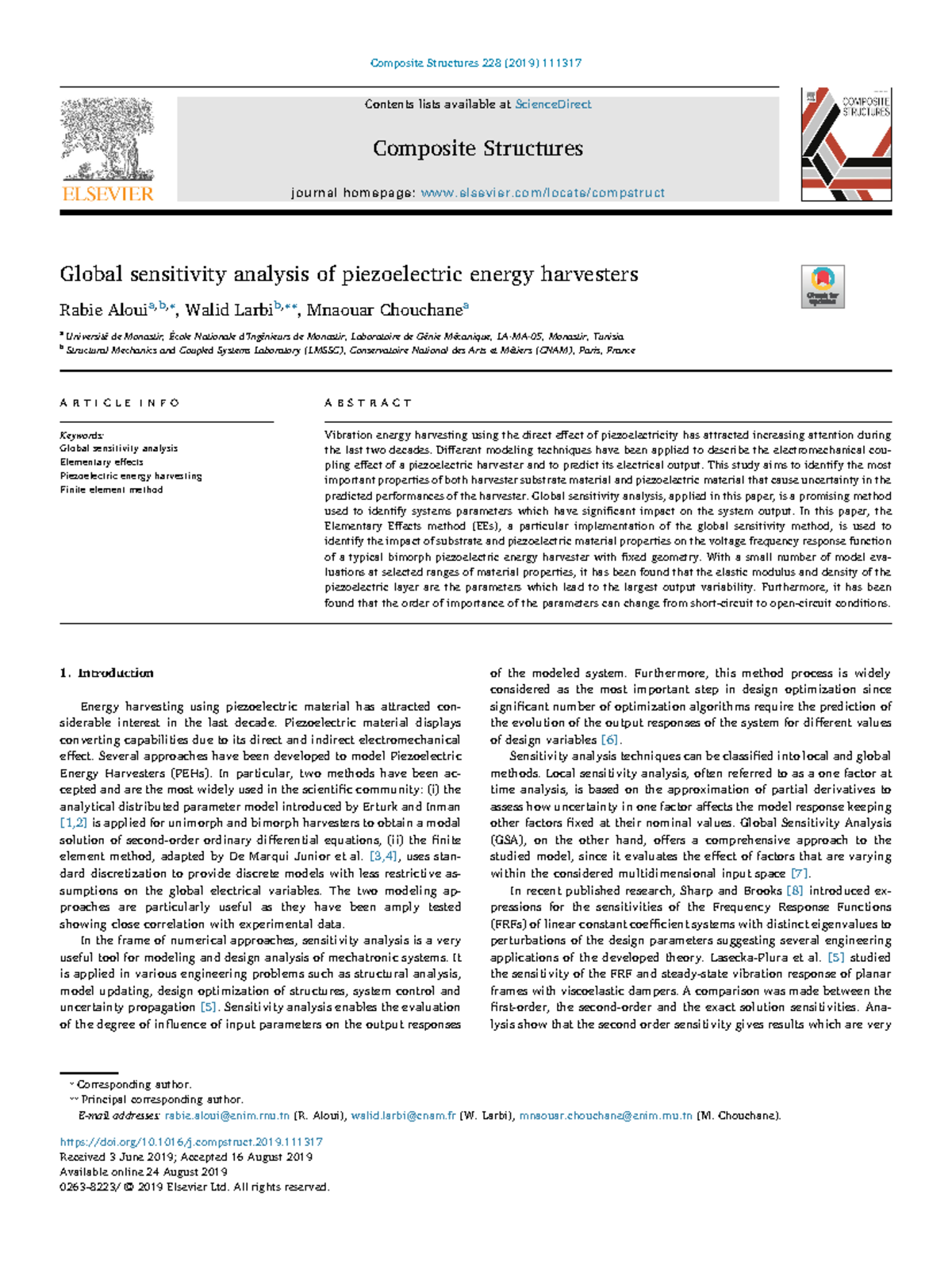 Global Sensitivity Analysis of Piezoelectric Energy Harvesters - 1-s2 ...