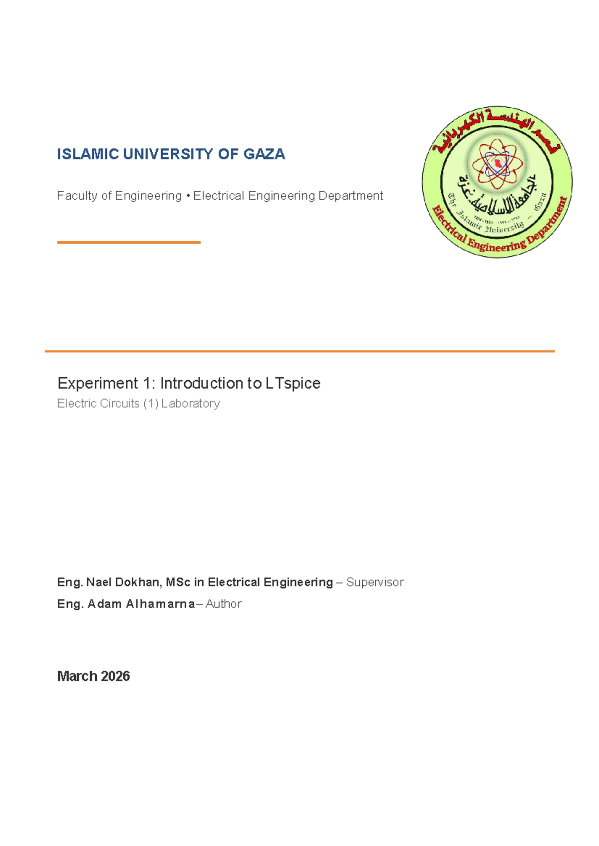 Exp1: Introduction to LTspice for Electric Circuits Lab - Studocu
