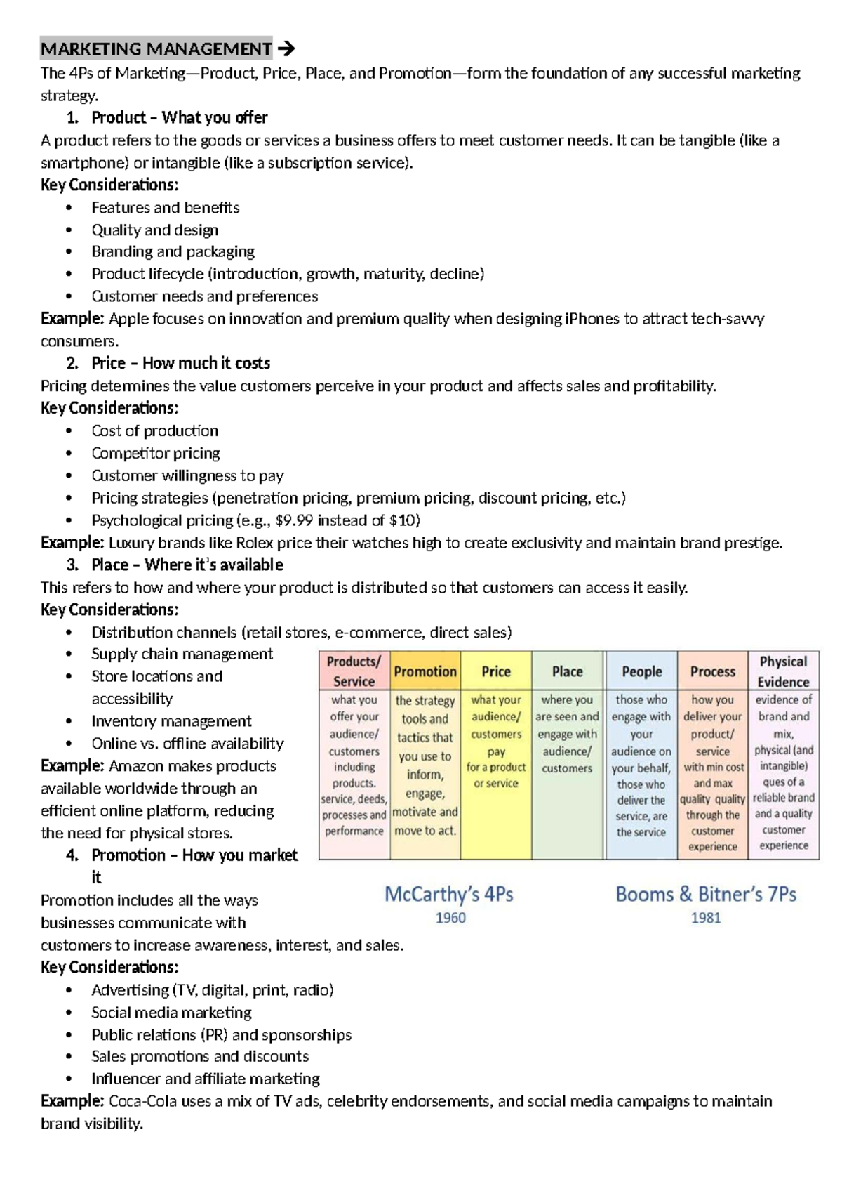Marketing Management: Understanding the 4Ps and Beyond - Studocu