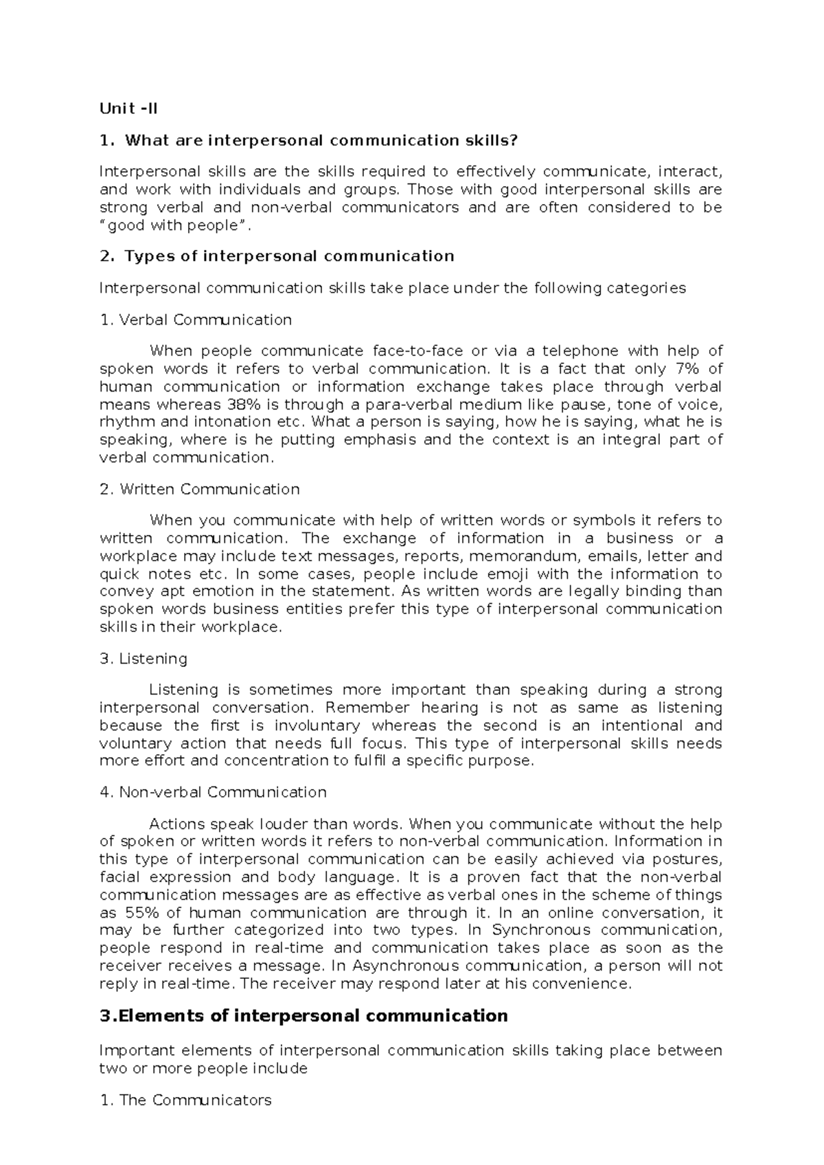 Unit II Interview - Unit -II What are interpersonal communication ...