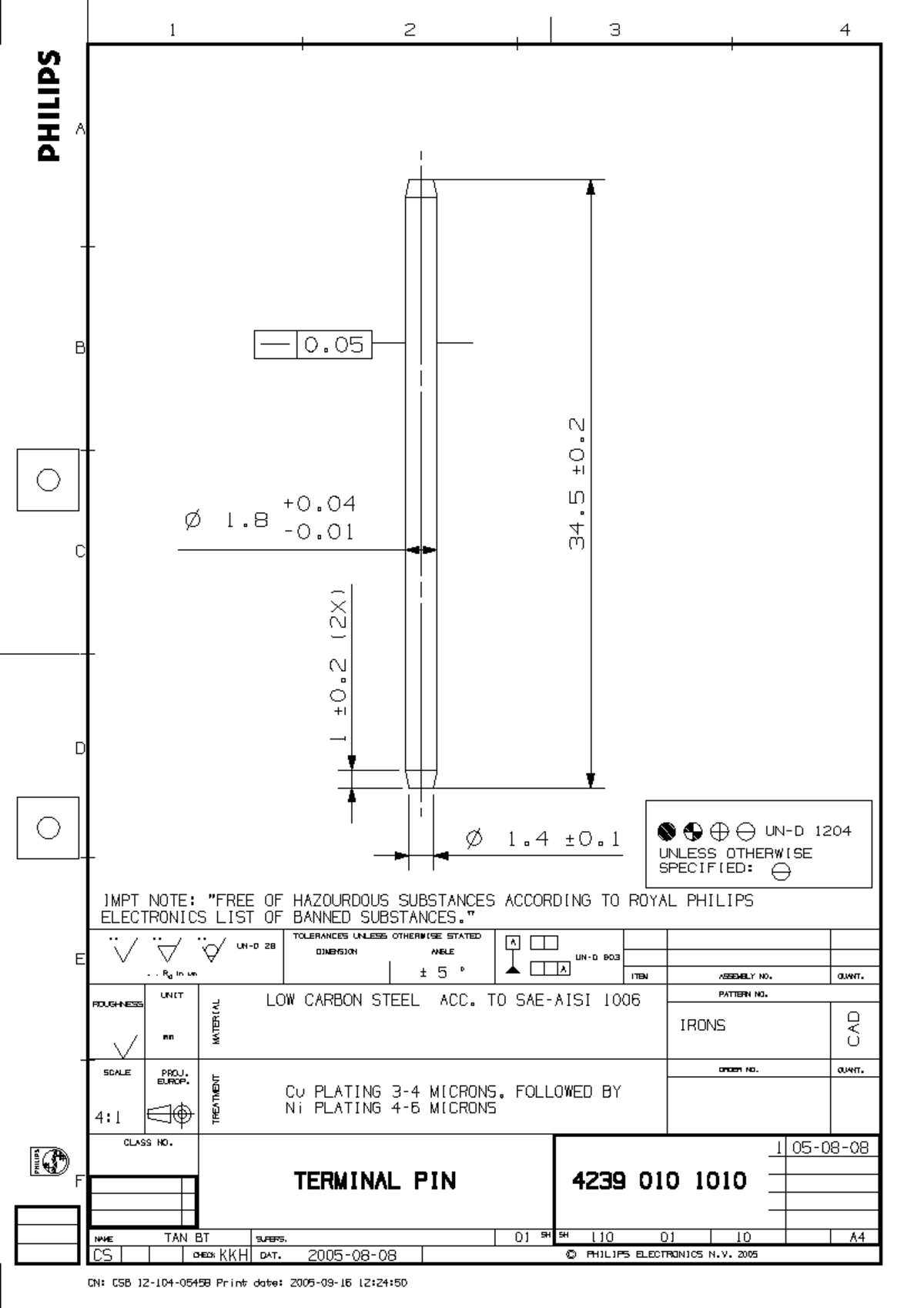 4239-010 Terminal Pin Specification and Assembly Notes - Studocu