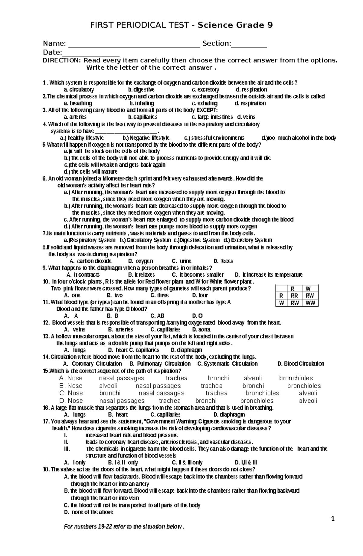 Grade 9 Science First Periodical Test Review and Exam Prep - Studocu